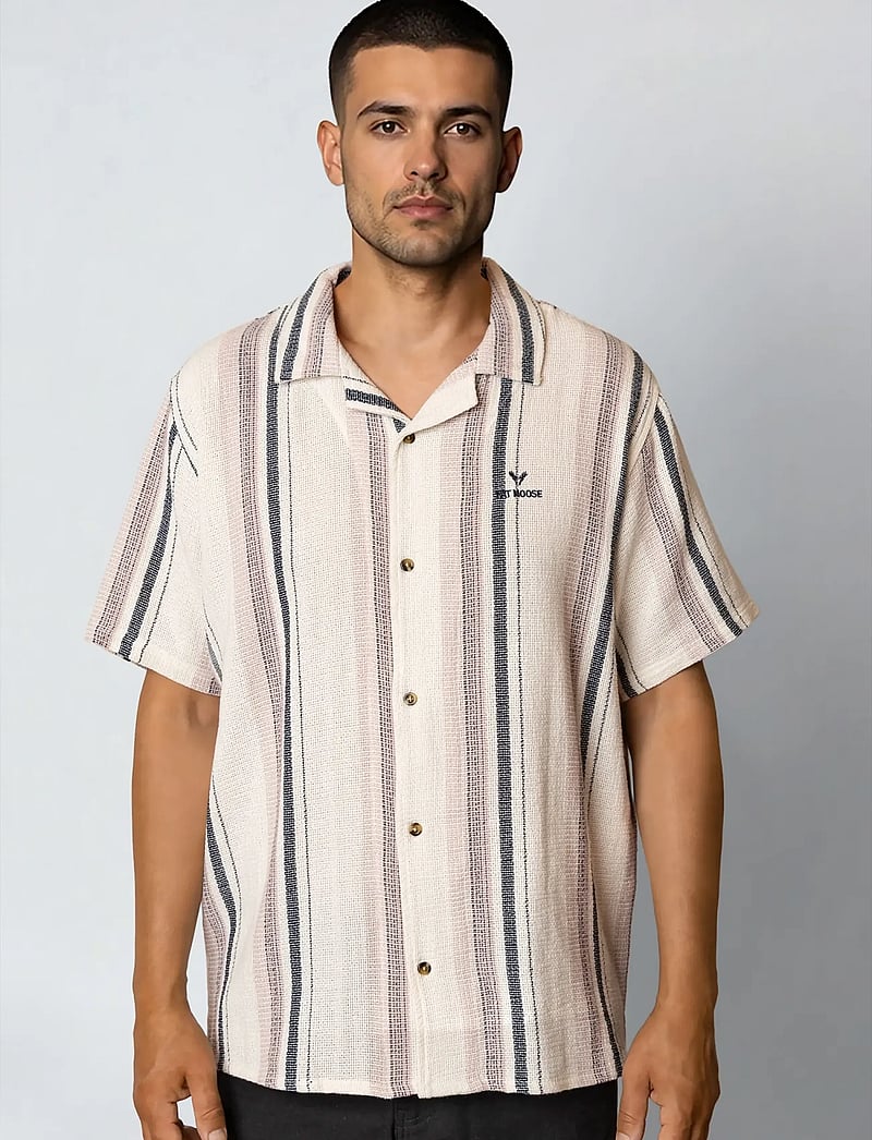Fat Moose - Costa S/S shirt - kurzarmhemden - ecru/violet ice striped - 0