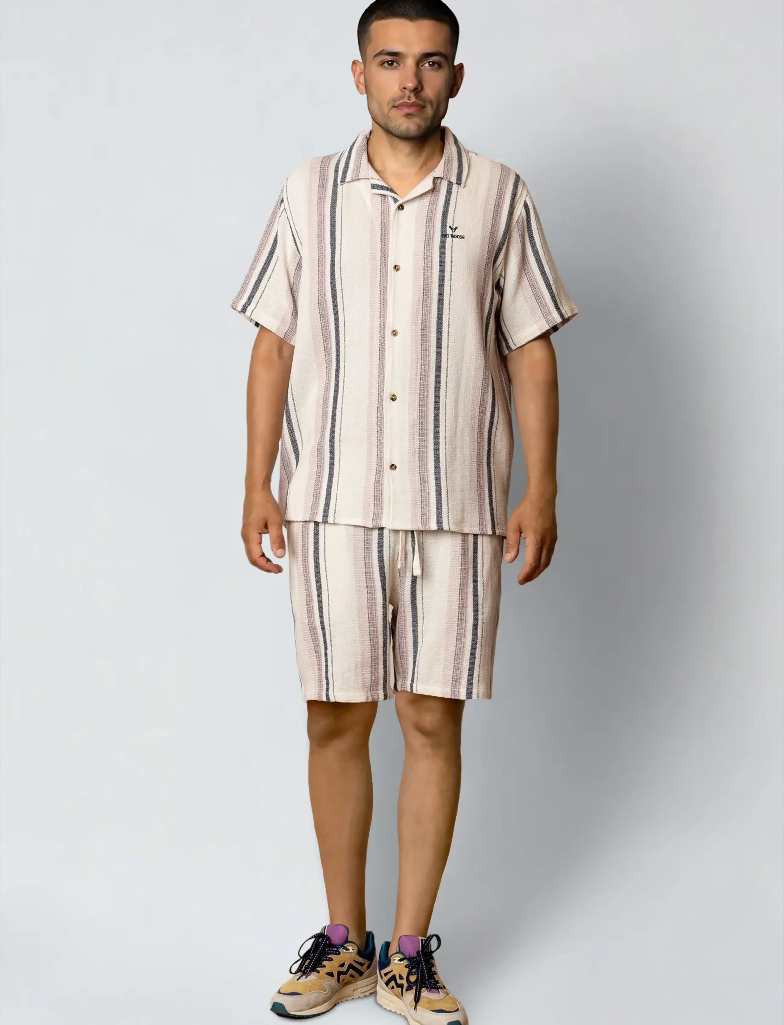 Fat Moose - Costa shorts - casual shorts - ecru/violet ice striped - 3