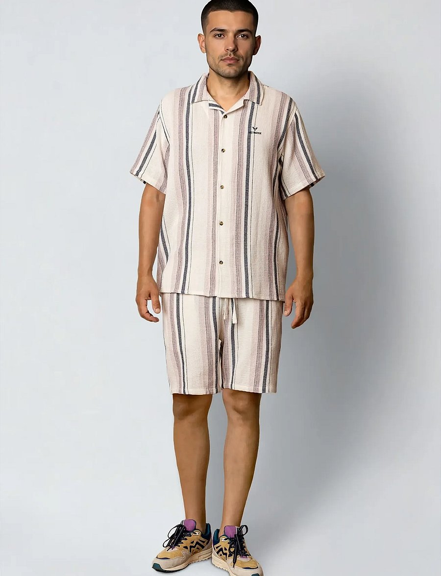 Fat Moose - Costa shorts - freizeitshorts - ecru/violet ice striped - 3