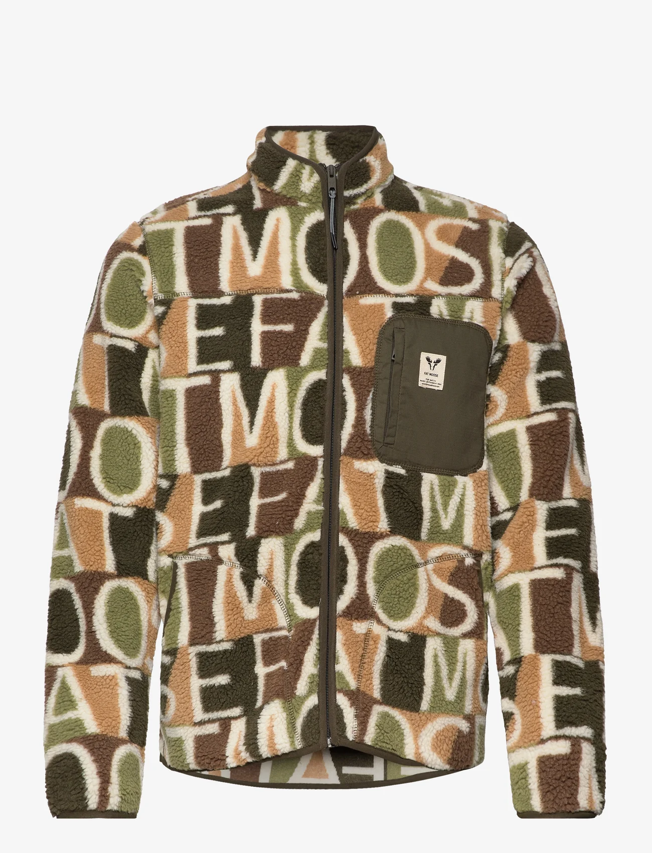 Fat Moose - Trevor Fleece Jacket AOP - mid layer jackets - green/brown - 0