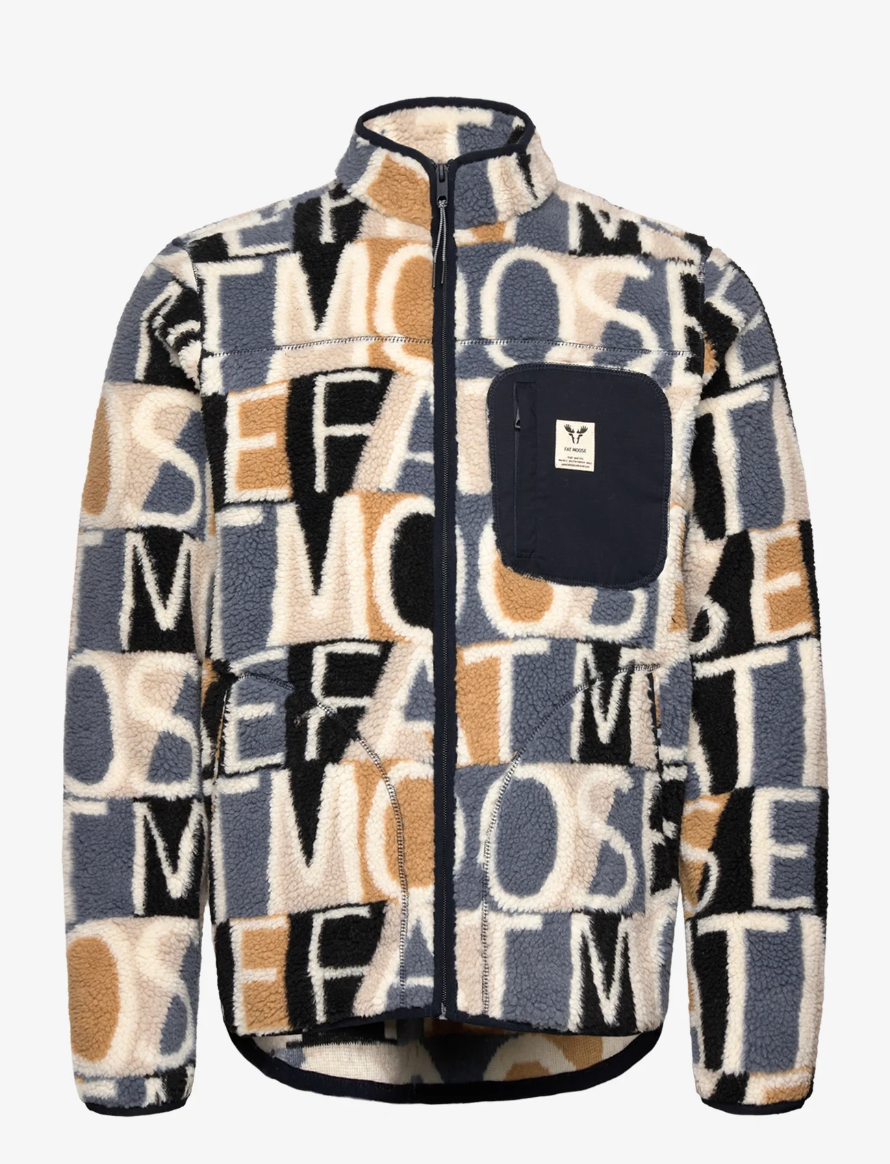 Fat Moose - Trevor Fleece Jacket AOP - mid layer jackets - logo navy/khaki - 0