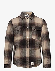 Fat Moose - Bryce Check Overshirt - vyrams - dark brown check - 0