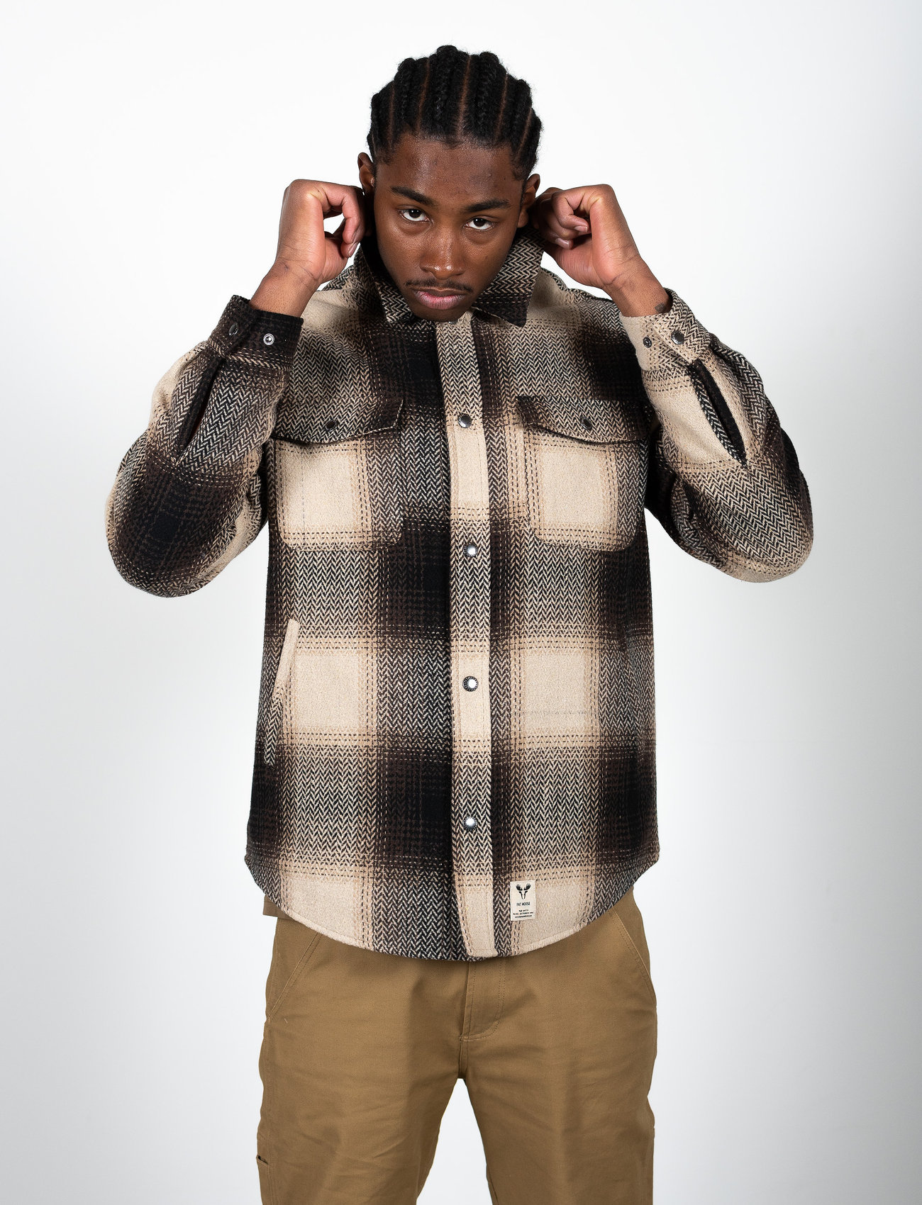 Fat Moose - Bryce Check Overshirt - mehed - dark brown check - 1
