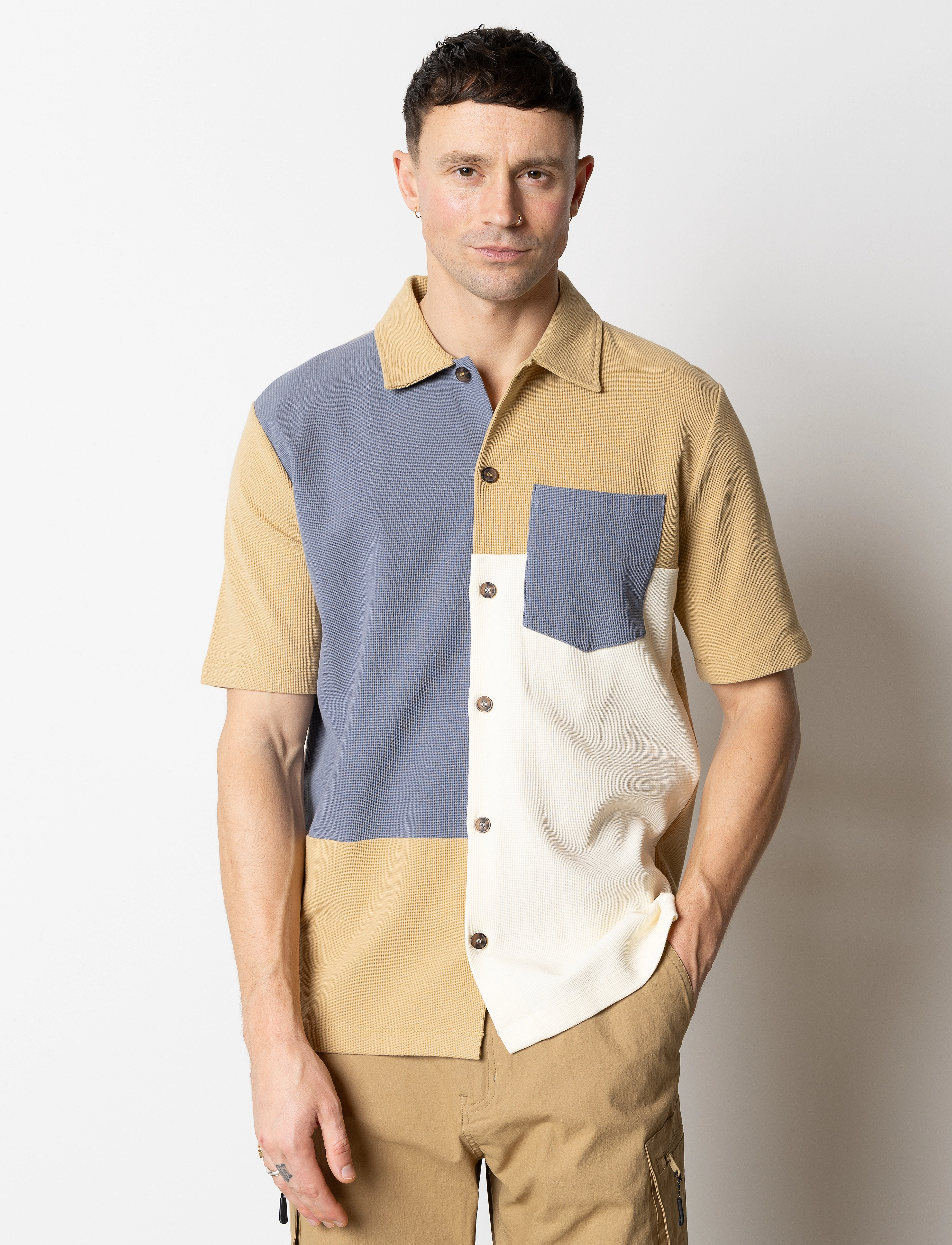 Fat Moose - Christopher Block Shirt - khaki/dusty blue/ecru - 2