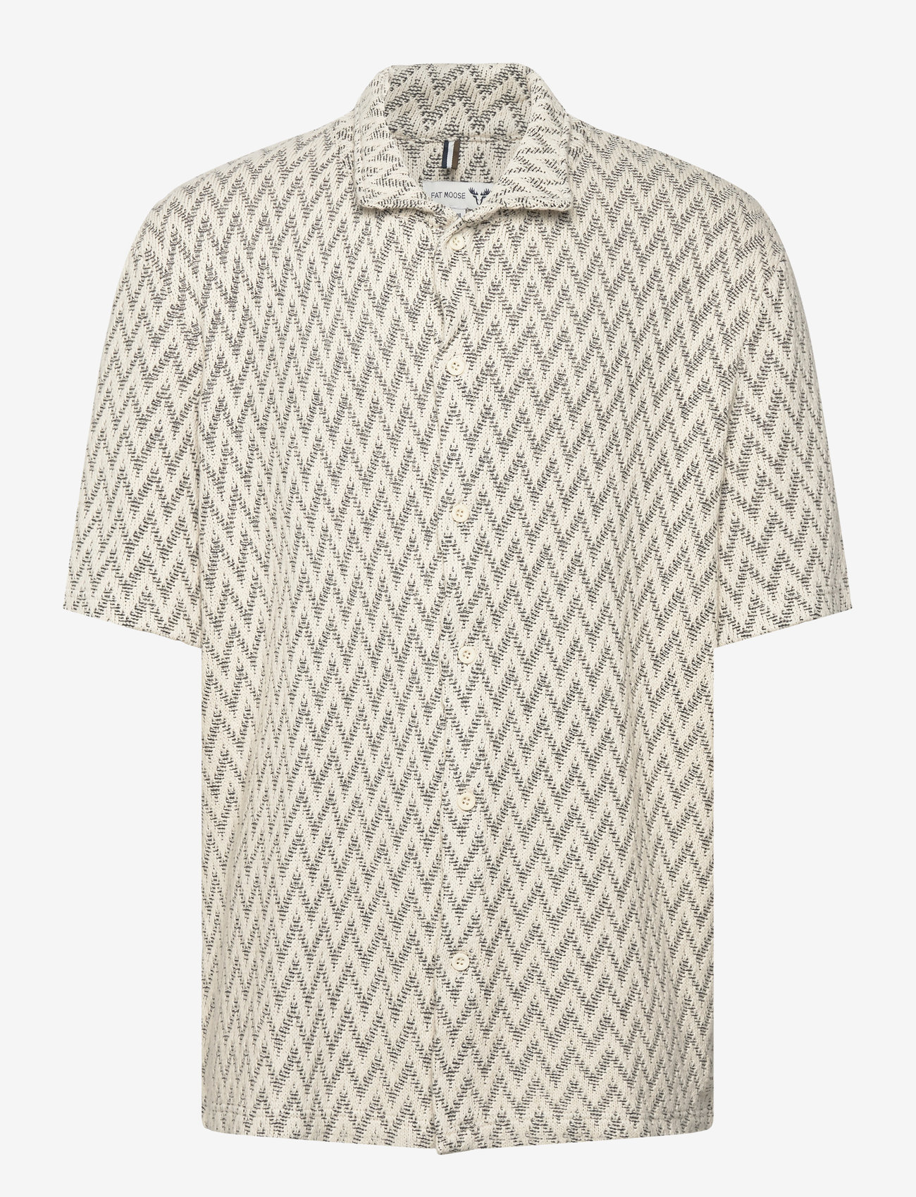 Fat Moose - Heat Jacquard Shirt S/S - kurzärmelig - ecru/black - 0