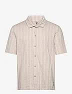 Hazy Jacquard Shirt S/S - ECRU/KHAKI