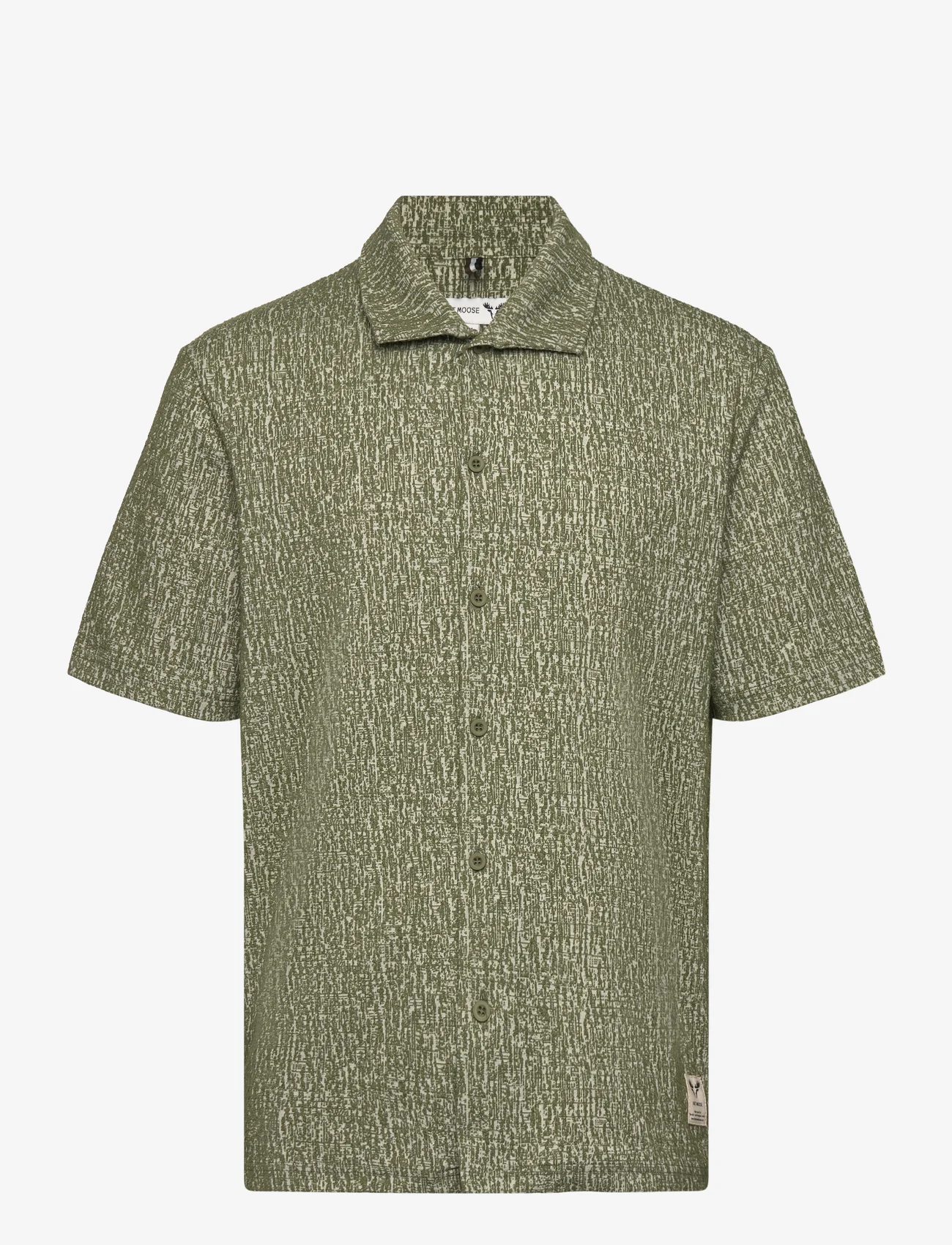Fat Moose - Float Jacquard Shirt S/S - kortærmede skjorter - green/ecru - 0