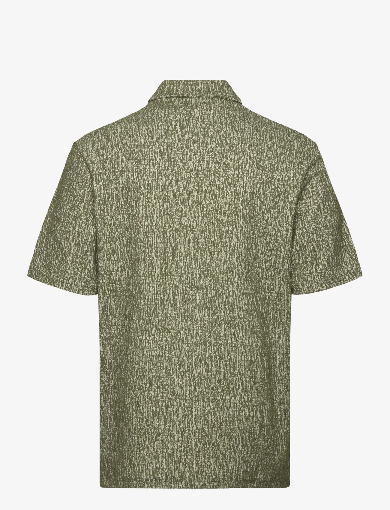 Fat Moose - Float Jacquard Shirt S/S - kortærmede skjorter - green/ecru - 1