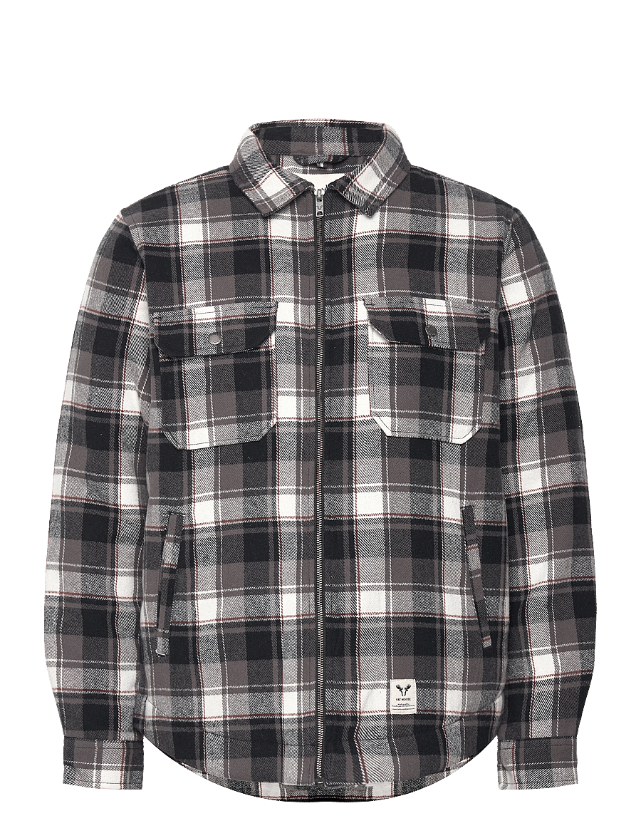 Fat Moose - Holger overshirt - kevadjoped - black/ecru check - 1