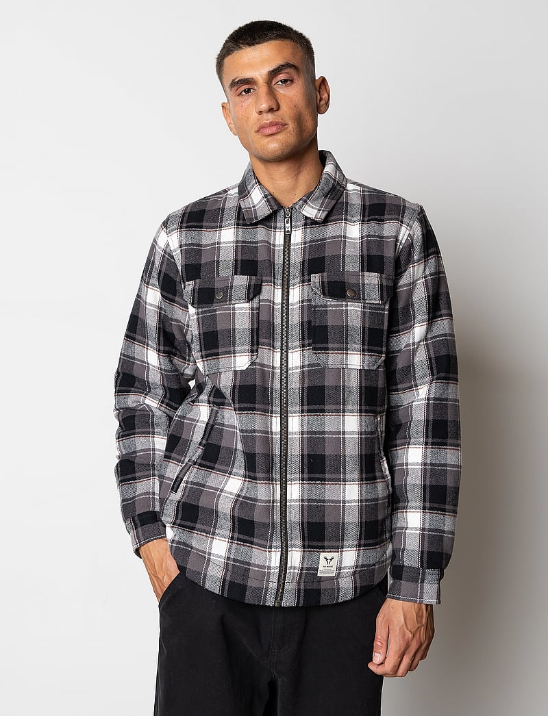 Fat Moose - Holger overshirt - herbstjacken - black/ecru check - 0