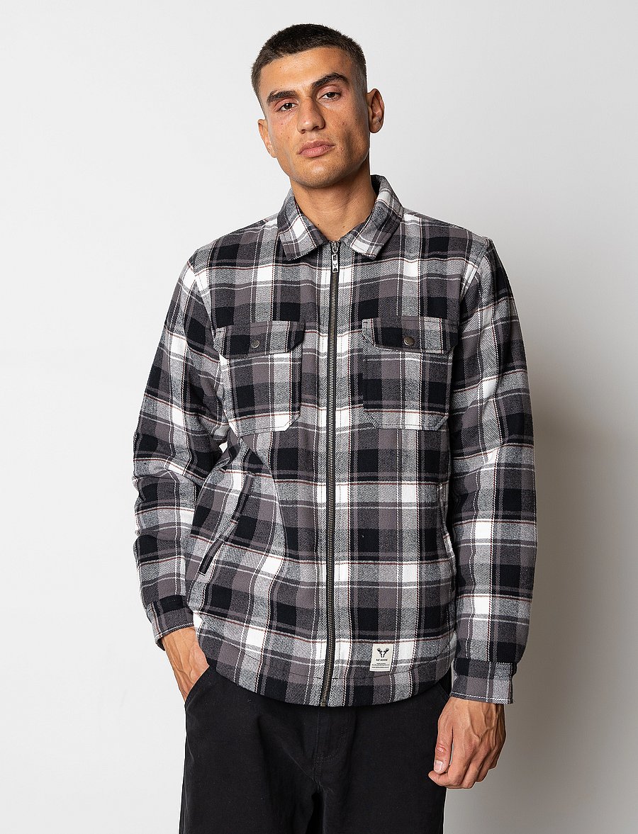 Fat Moose - Holger overshirt - kevadjoped - black/ecru check - 0