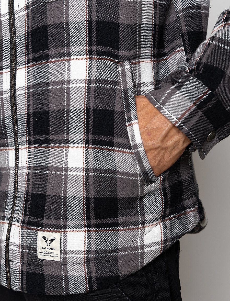 Fat Moose - Holger overshirt - kevadjoped - black/ecru check - 5