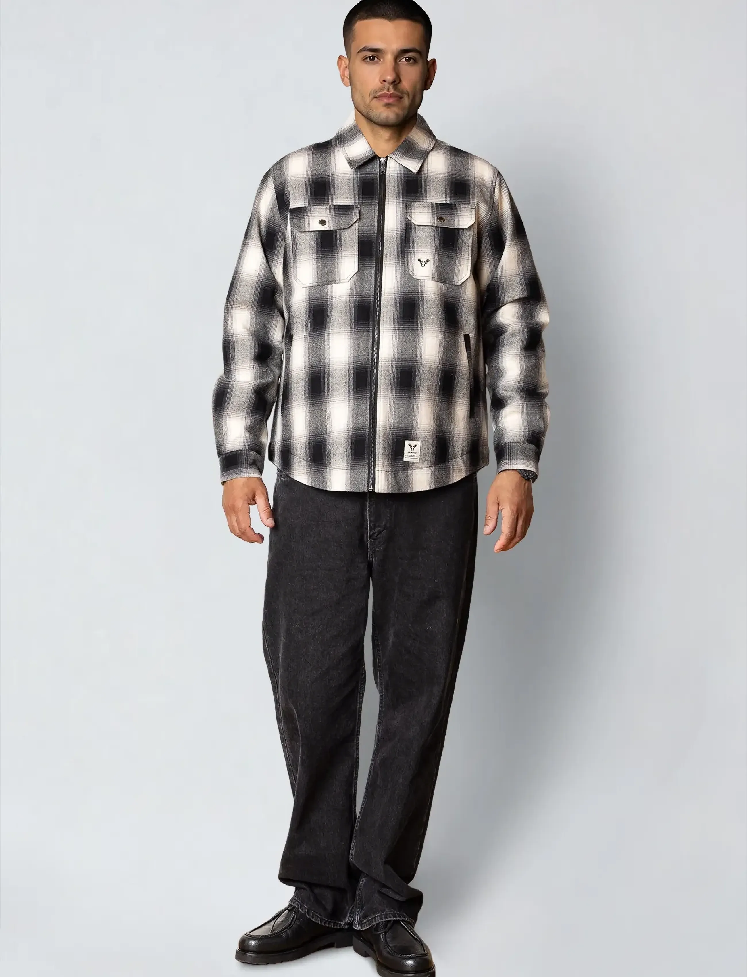 Fat Moose Holger overshirt - Jacken - BLACK/GREY CHECK / multi