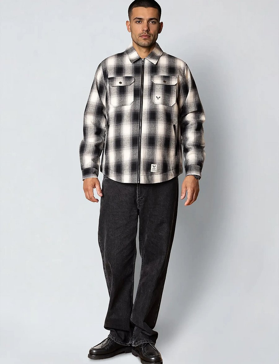 Fat Moose - Holger overshirt - frühlingsjacken - black/grey check - 0