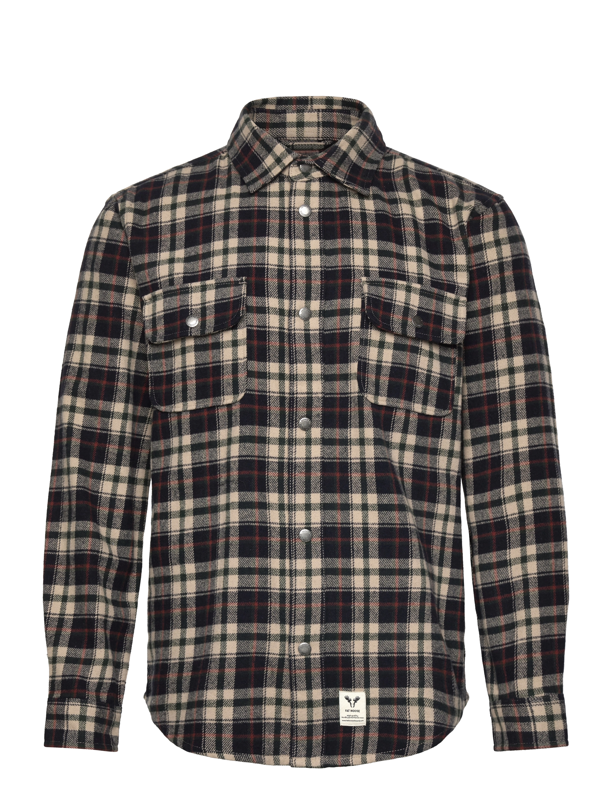 Fat Moose - Adrian cotton check shirt - dark navy/ecru - 1