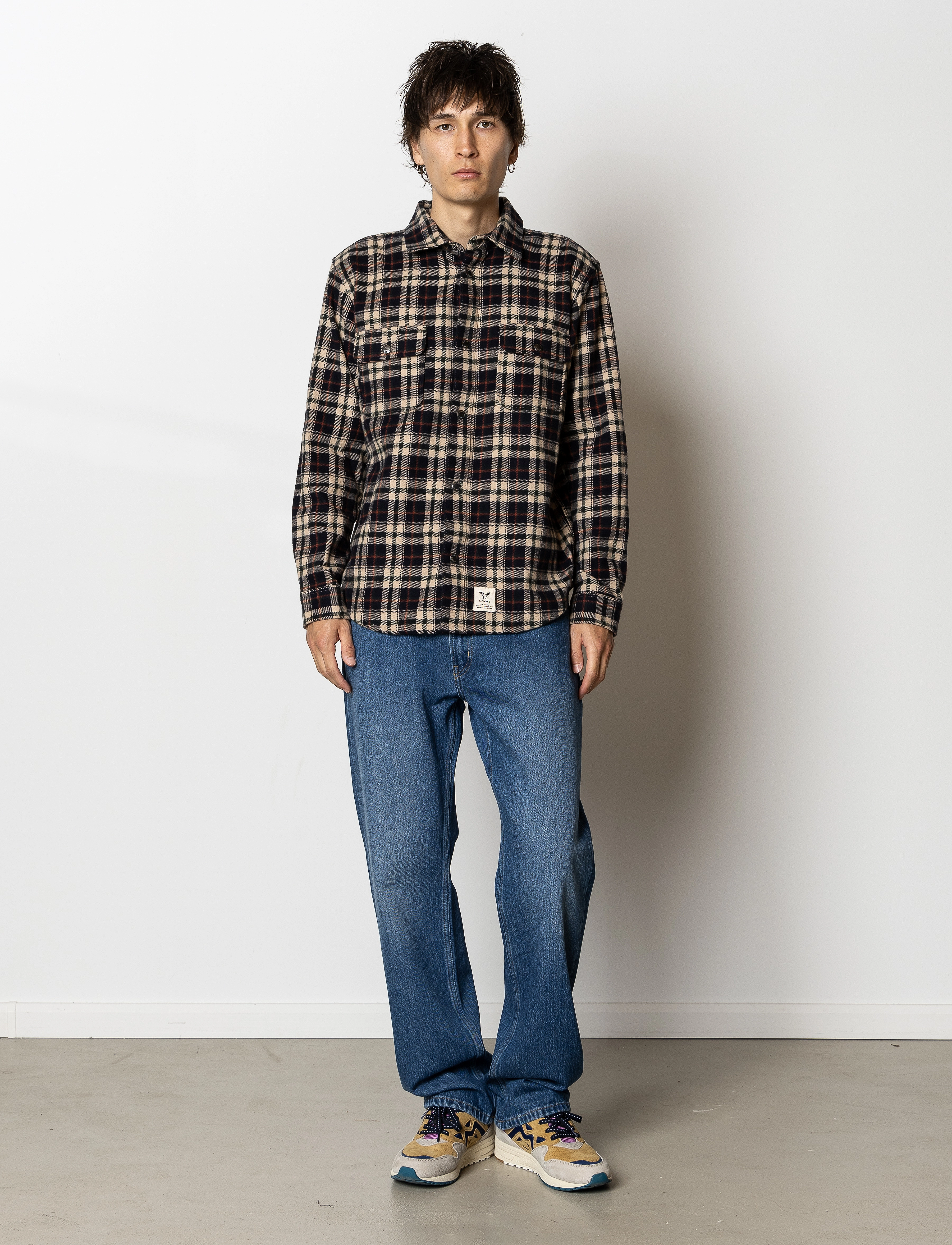 Fat Moose - Adrian cotton check shirt - dark navy/ecru - 3