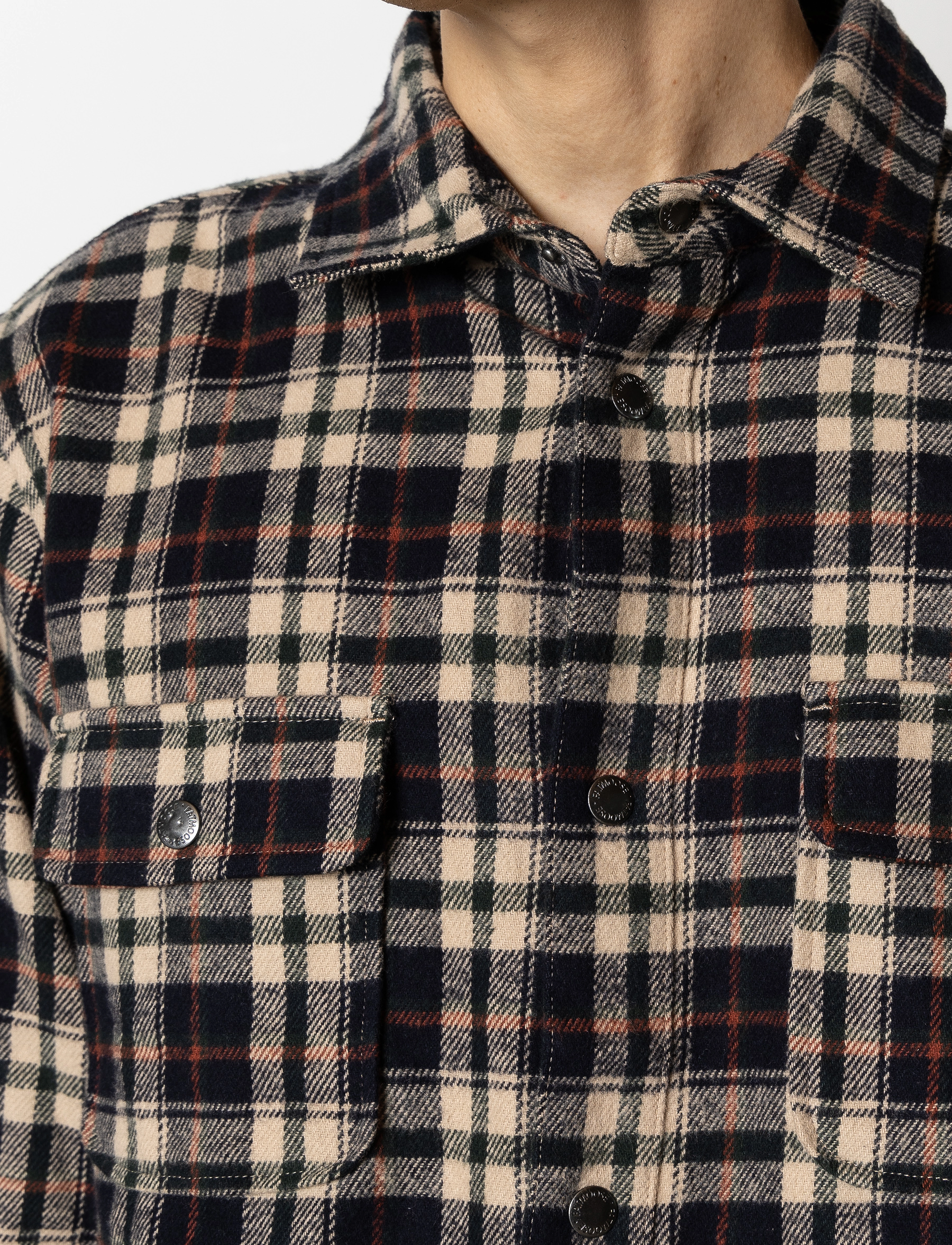 Fat Moose - Adrian cotton check shirt - dark navy/ecru - 4