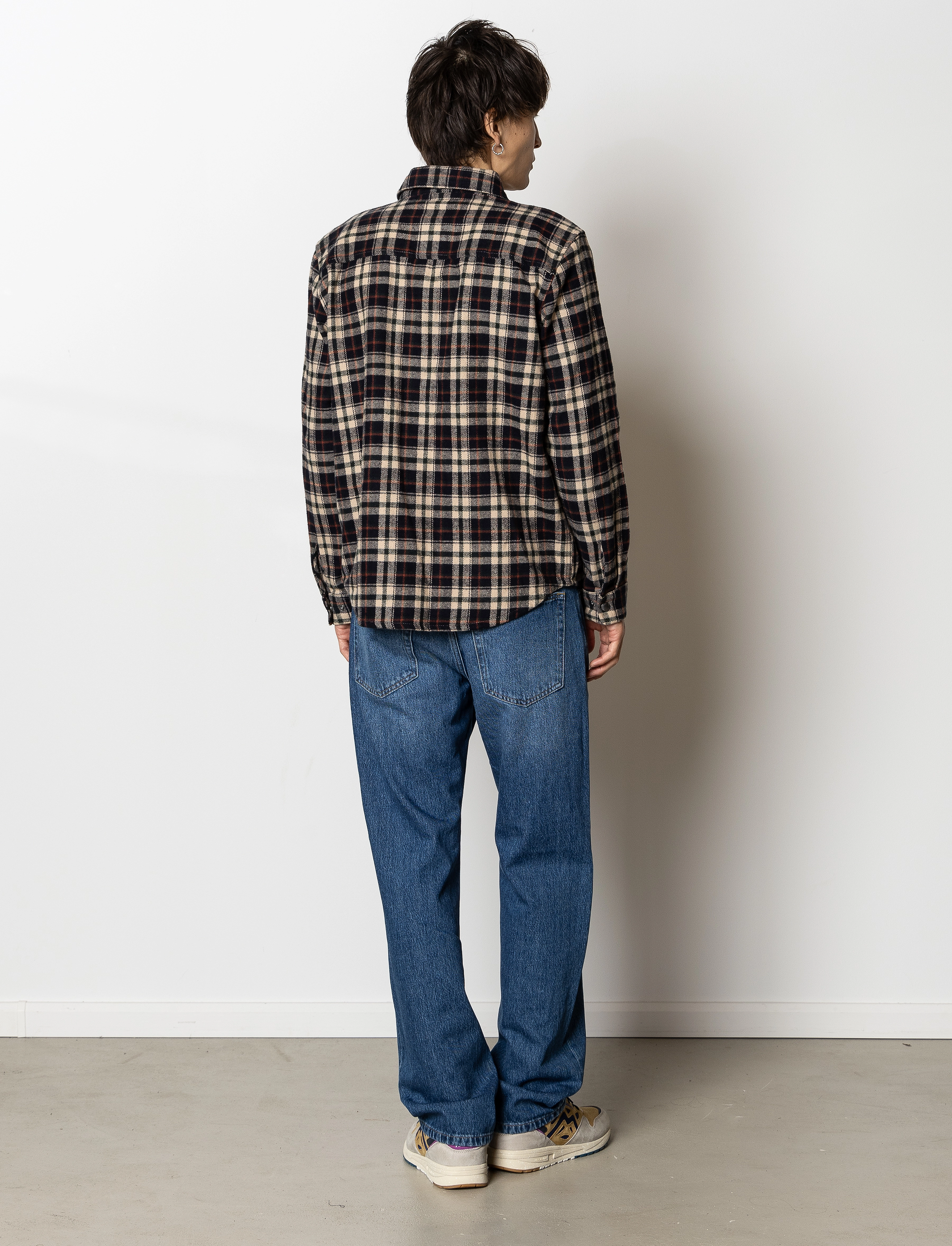 Fat Moose - Adrian cotton check shirt - dark navy/ecru - 5