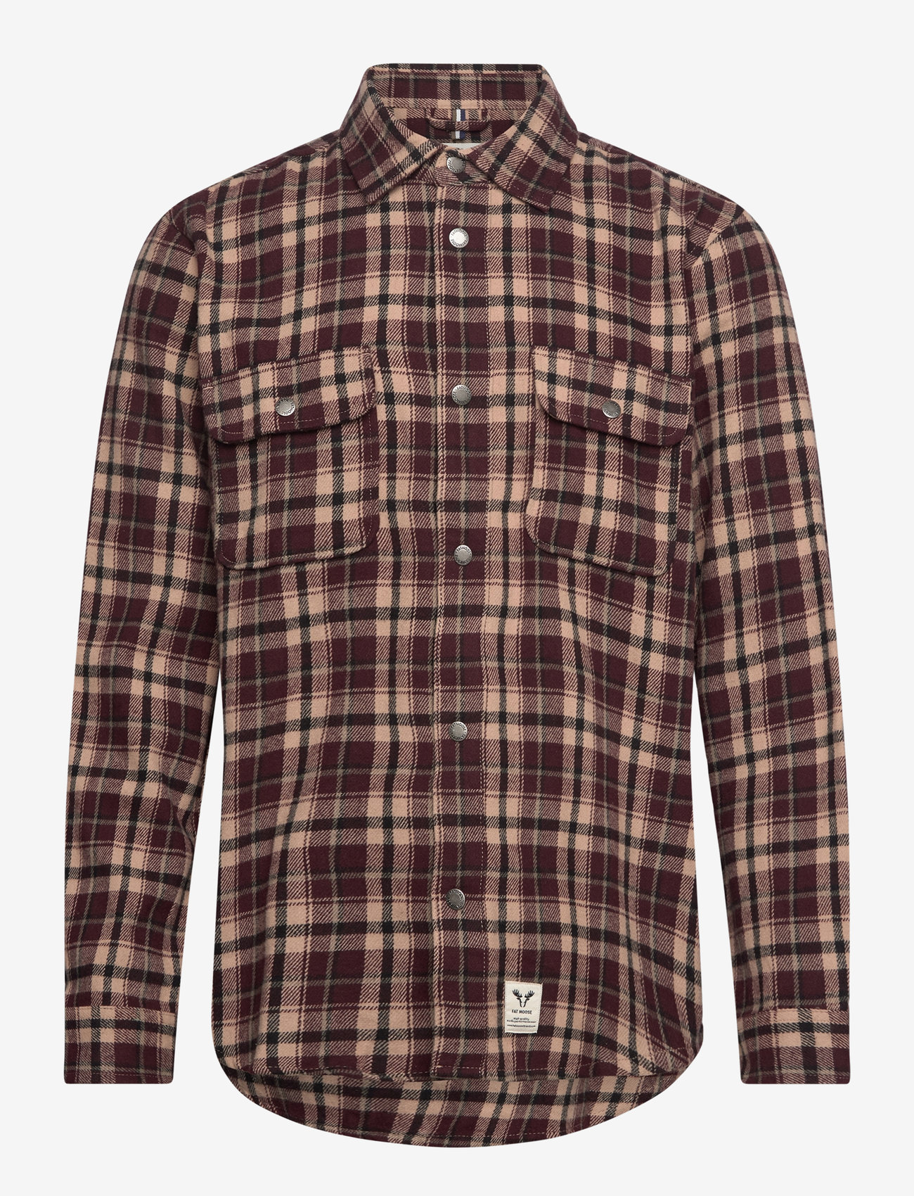 Fat Moose - Adrian cotton check shirt - ruudulised särgid - dark plum/ecru - 1