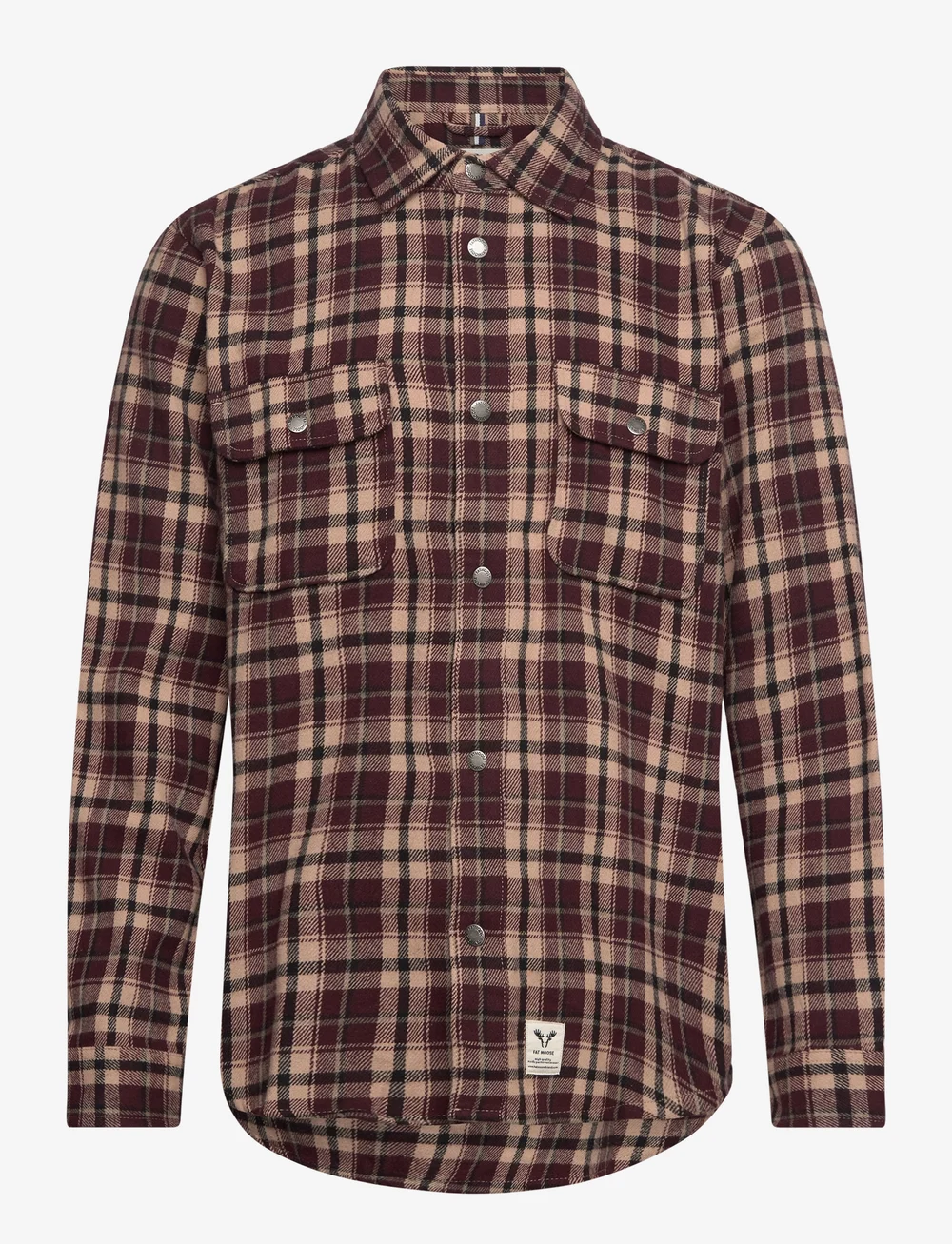 Fat Moose - Adrian cotton check shirt - rutiga skjortor - dark plum/ecru - 1