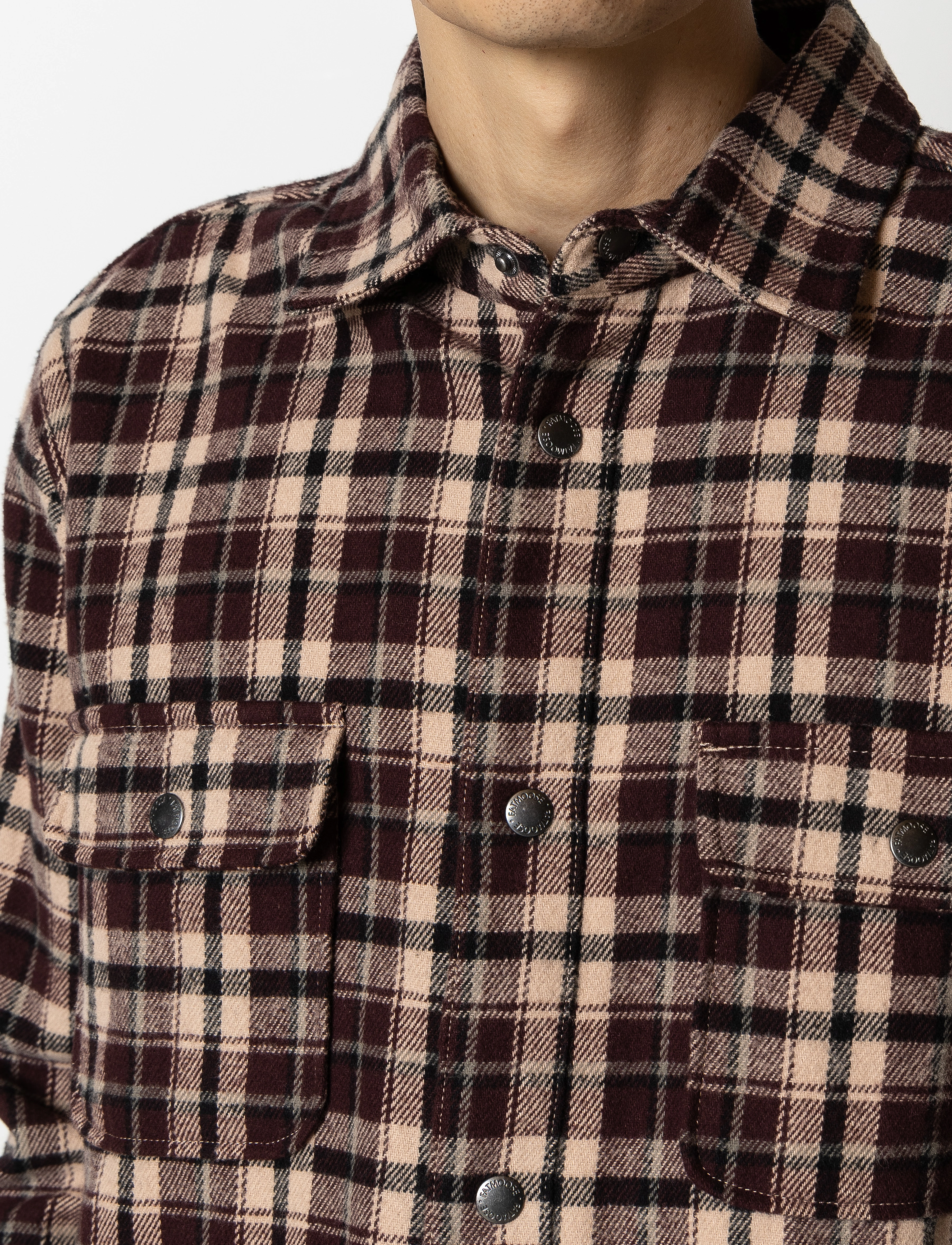Fat Moose - Adrian cotton check shirt - dark plum/ecru - 4