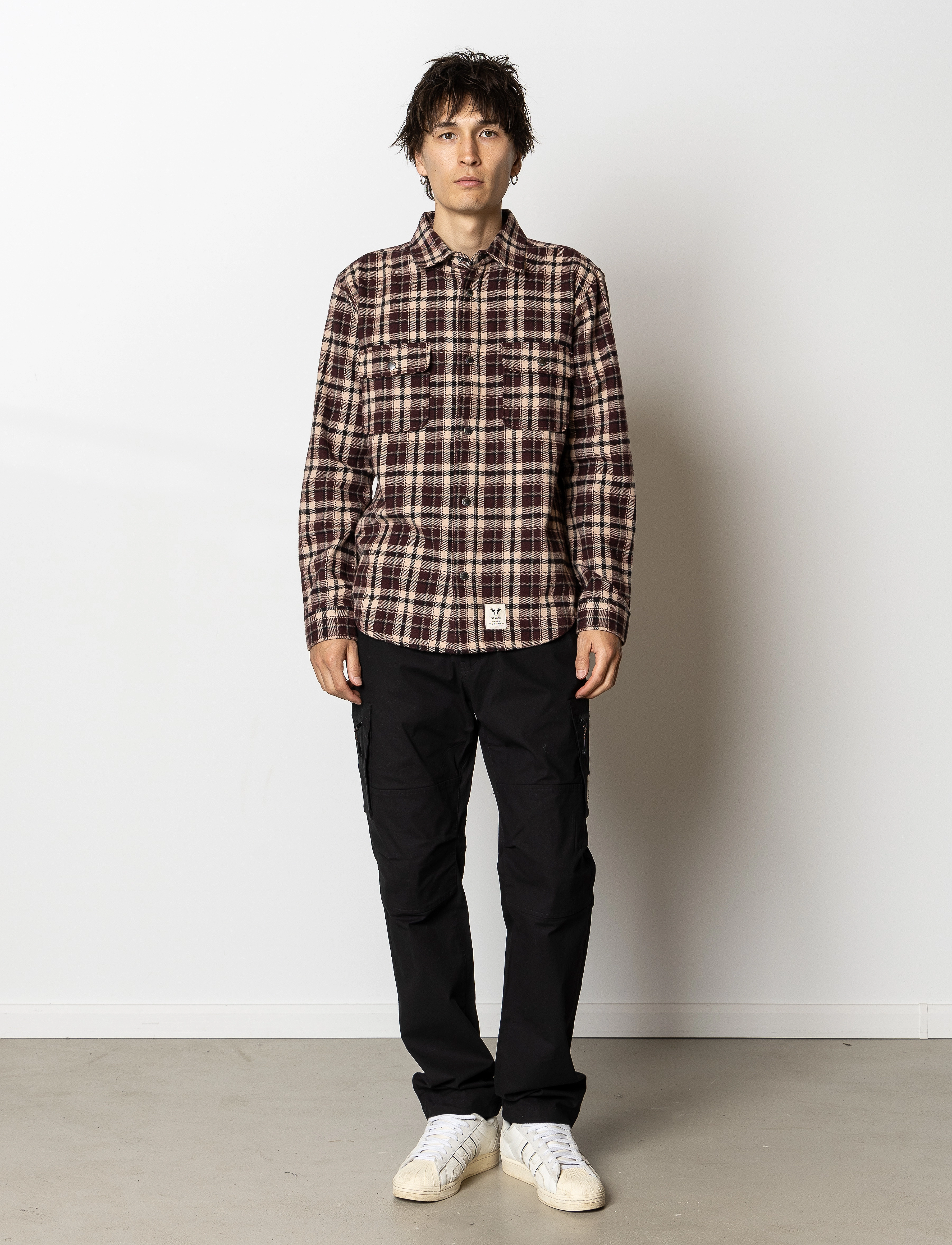 Fat Moose - Adrian cotton check shirt - dark plum/ecru - 5