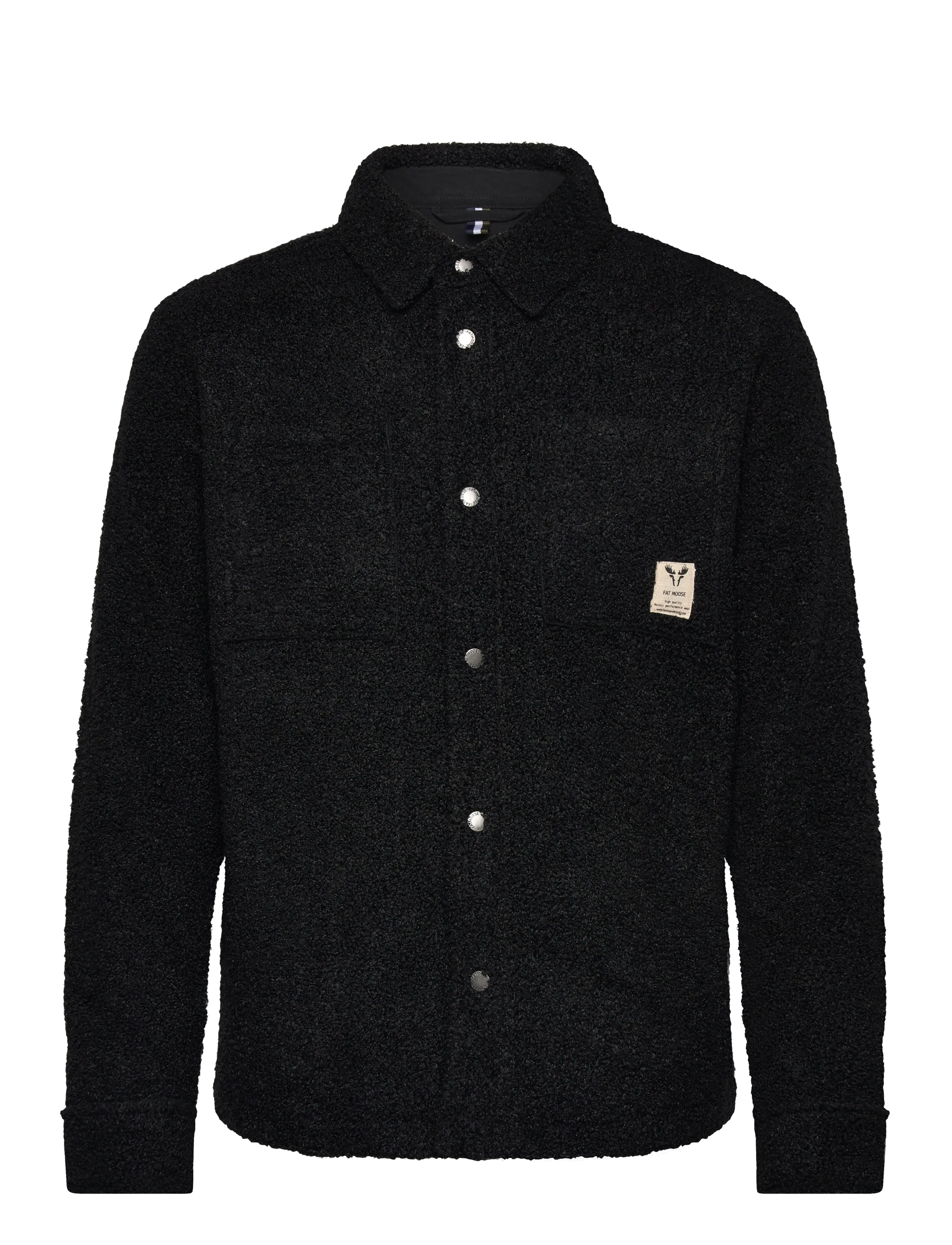 FAT MOOSE Ace Boucle Overshirt Schwarz - S - Herren