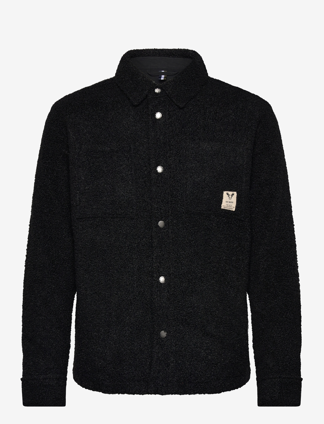 Fat Moose - Ace boucle overshirt - autumn clothing - black - 0