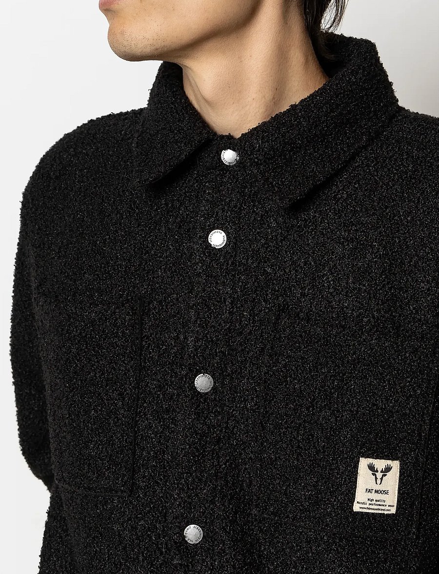 Fat Moose - Ace boucle overshirt - Überhemden - black - 4