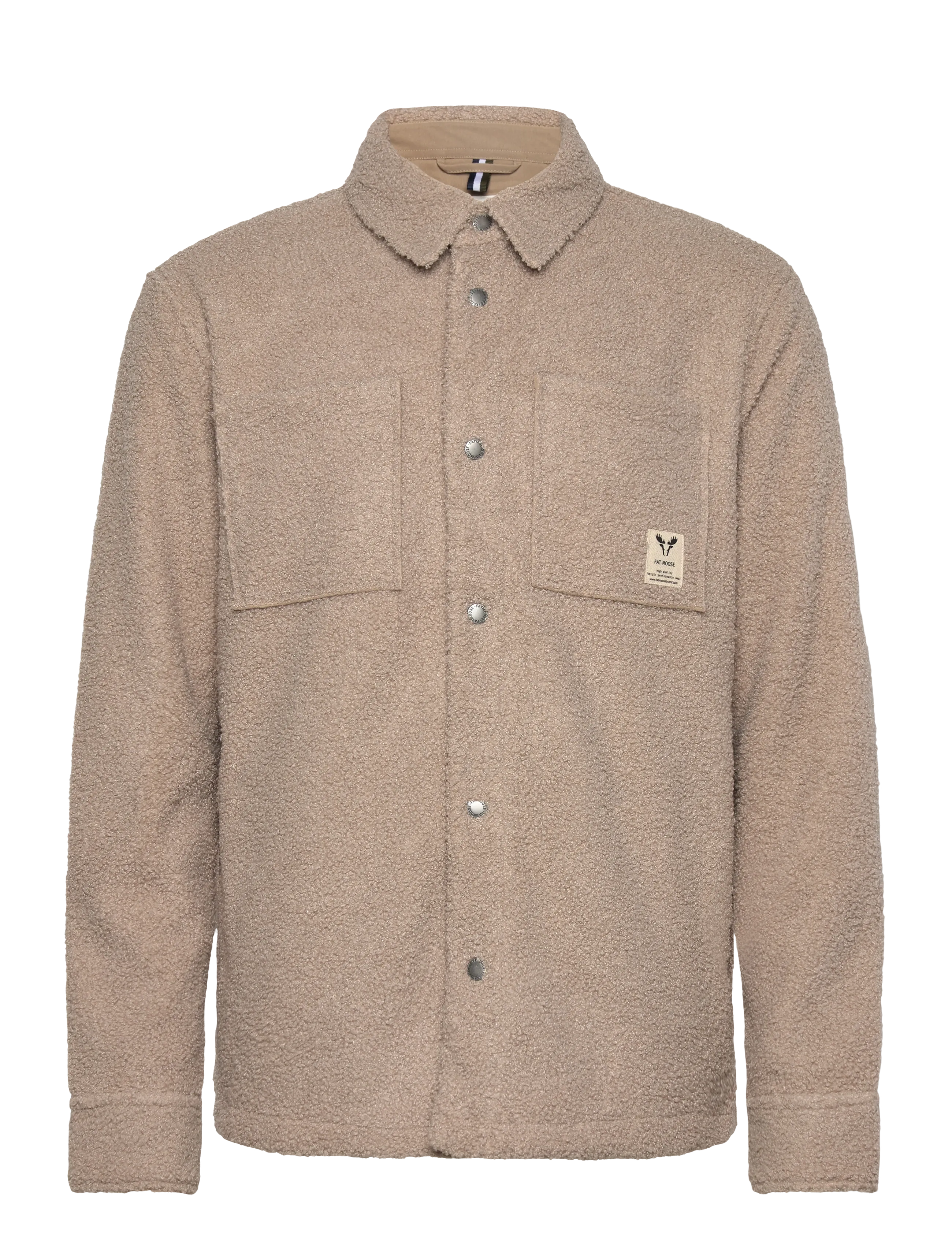 FAT MOOSE Ace Boucle Overshirt Beige - S - Herren