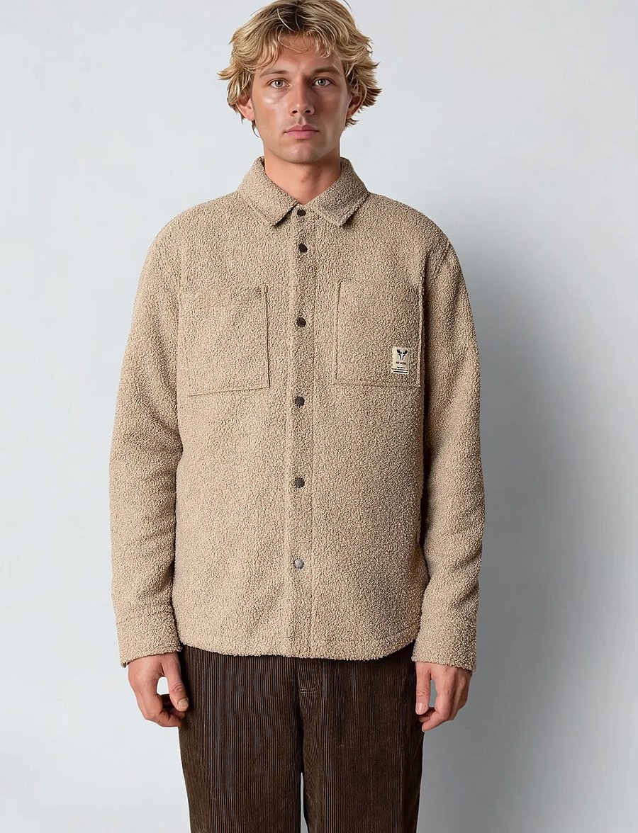 Fat Moose - Ace boucle overshirt - overshirts - vetiver - 0