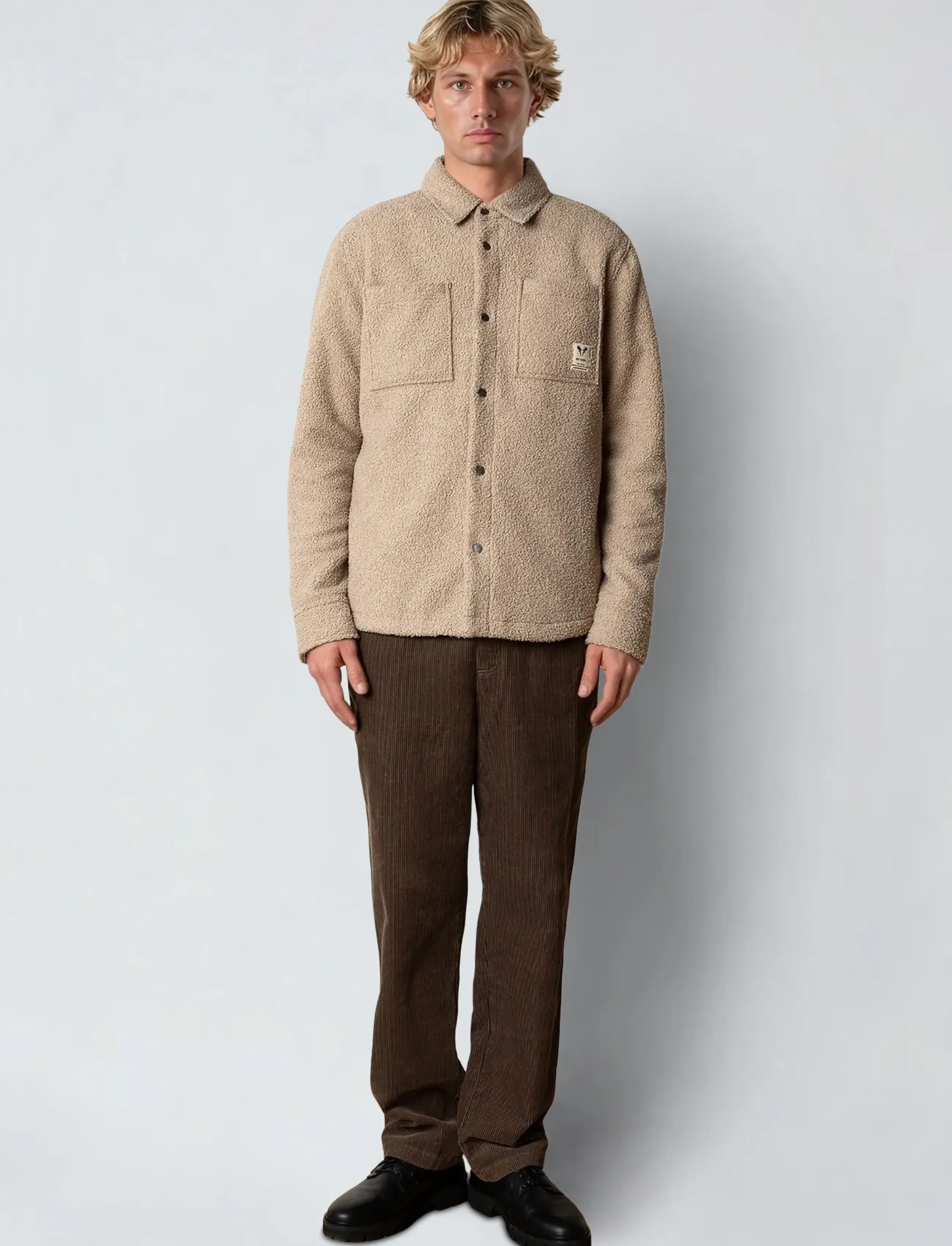 Fat Moose - Ace boucle overshirt - mænd - vetiver - 3