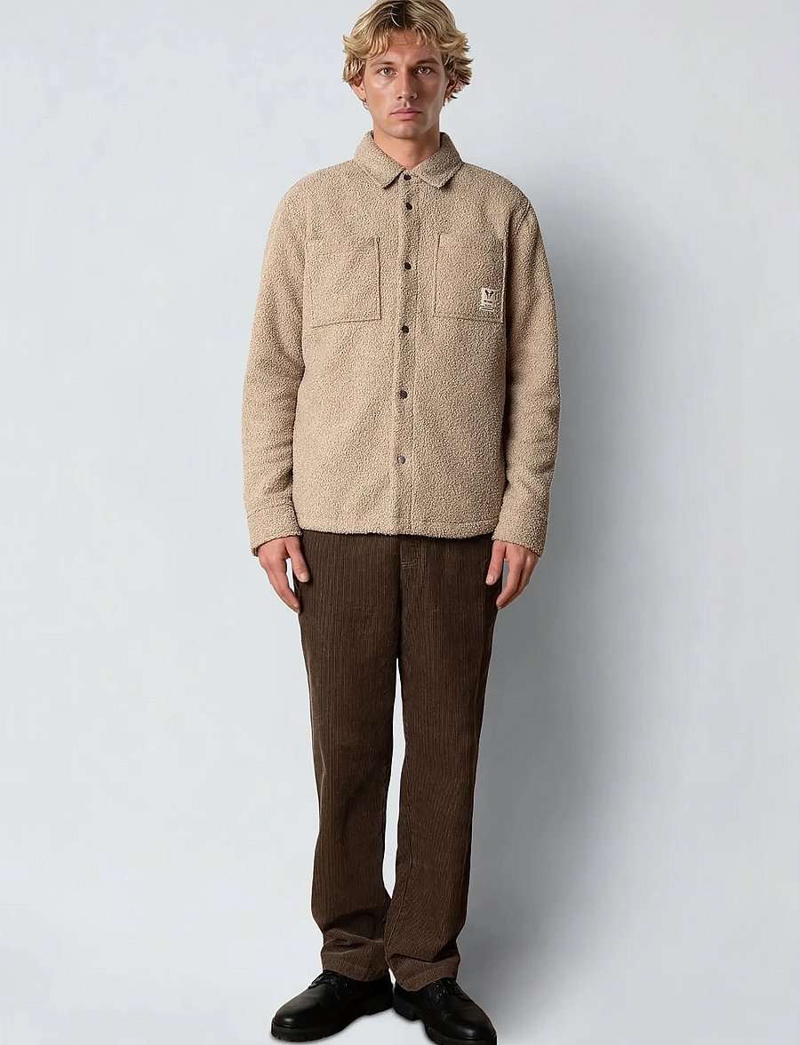 Fat Moose - Ace boucle overshirt - overshirts - vetiver - 3