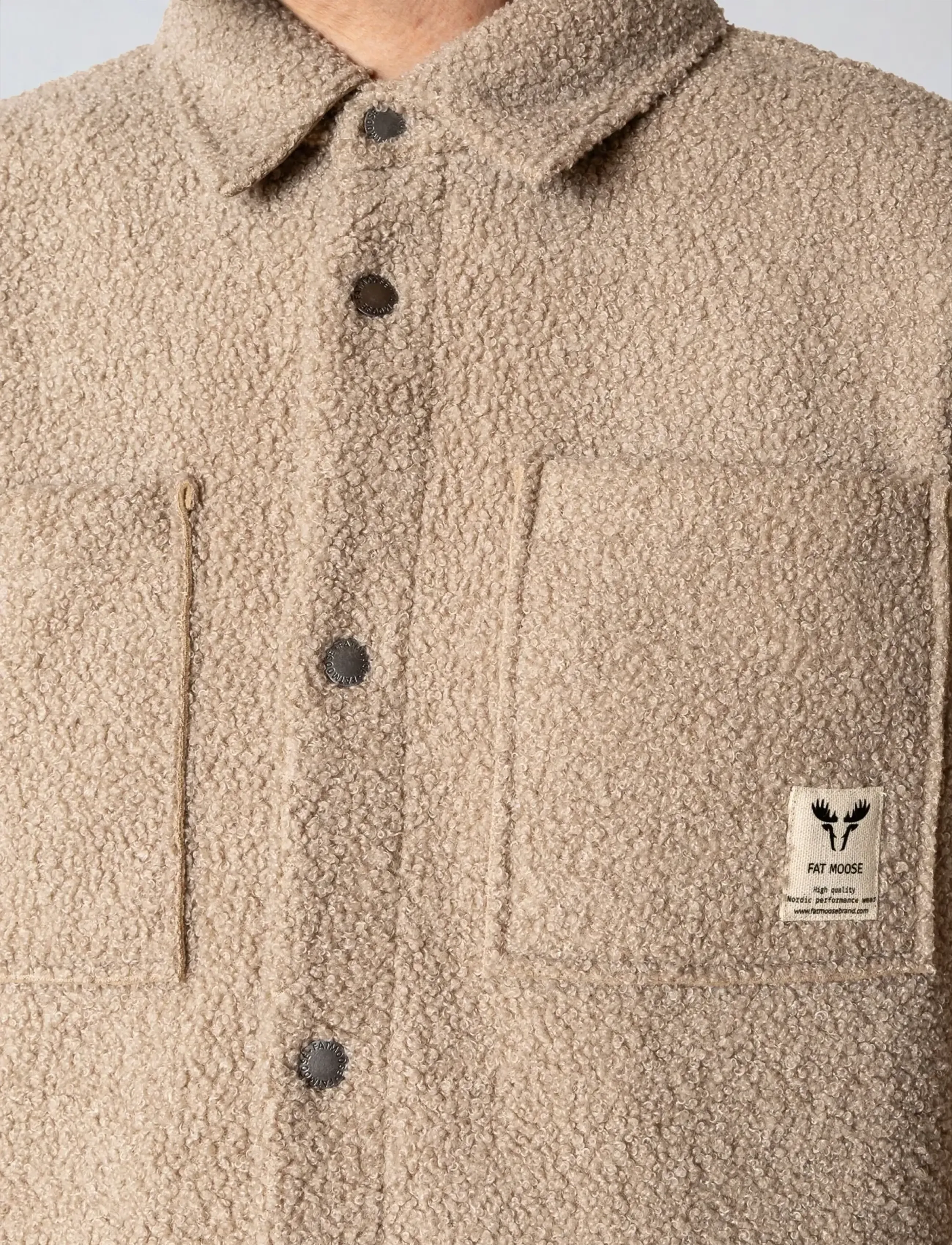 Fat Moose - Ace boucle overshirt - mænd - vetiver - 5