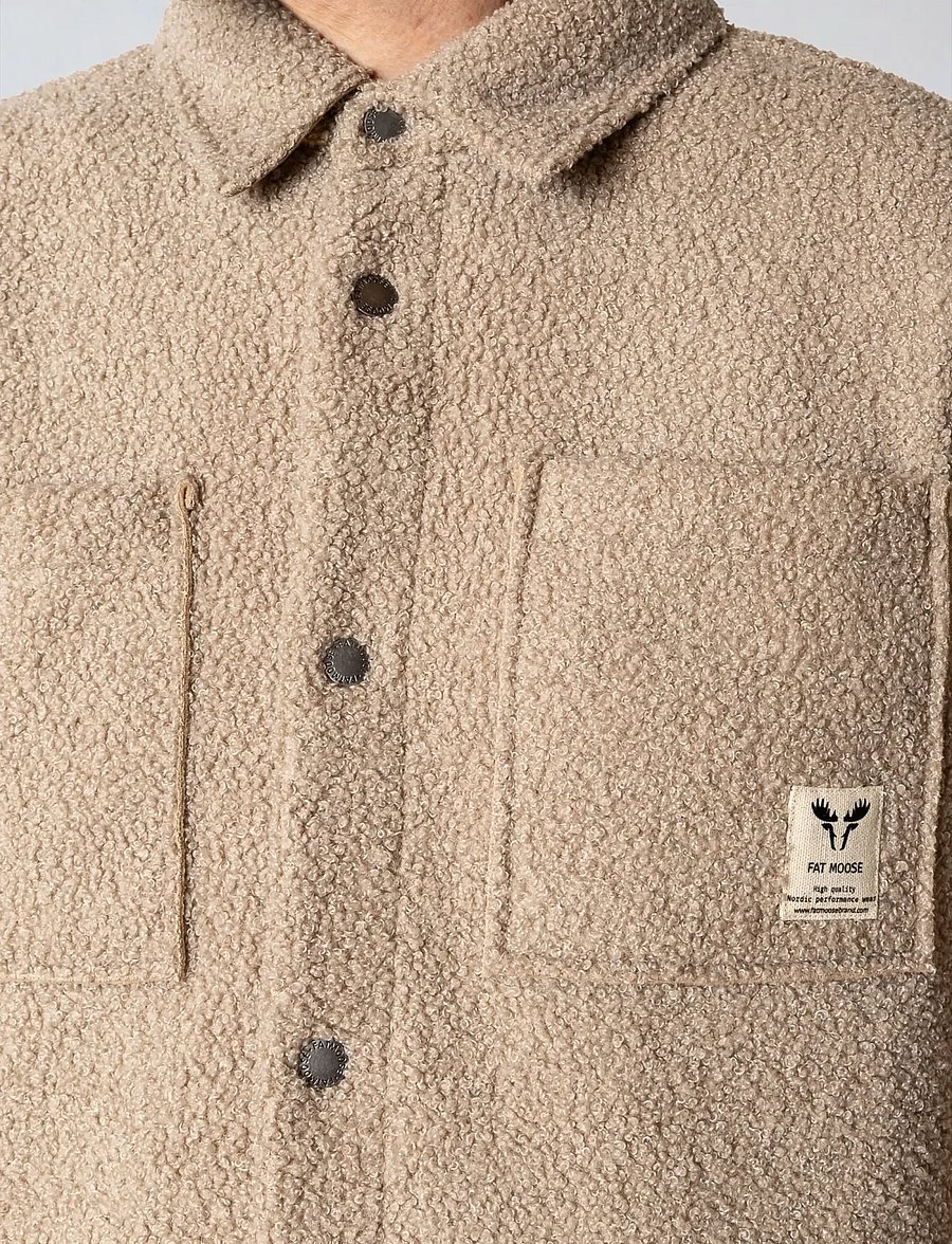 Fat Moose - Ace boucle overshirt - overshirts - vetiver - 5