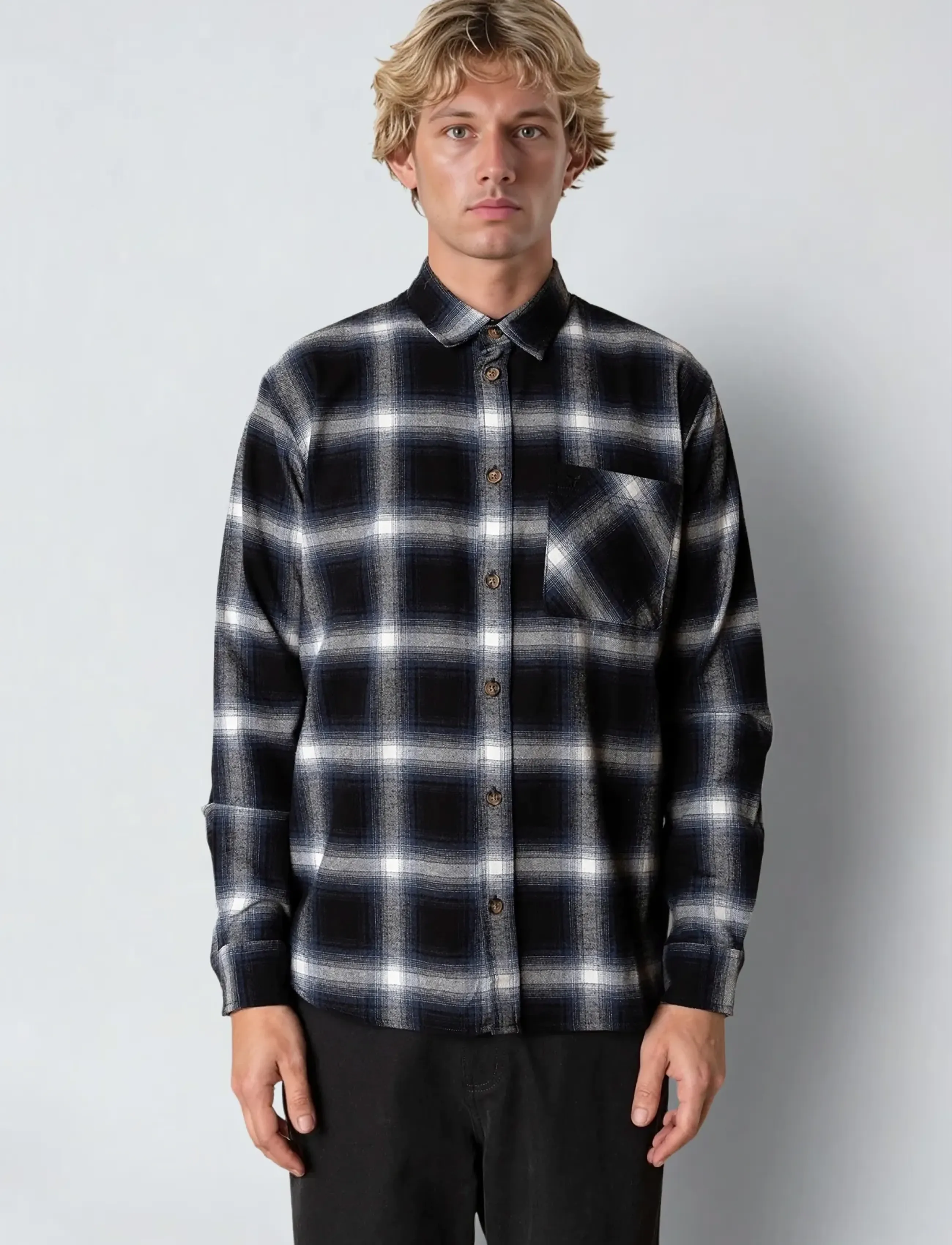 Fat Moose Forest flannel shirt - Kleidung - DARK NAVY/BLACK CHECK / multi