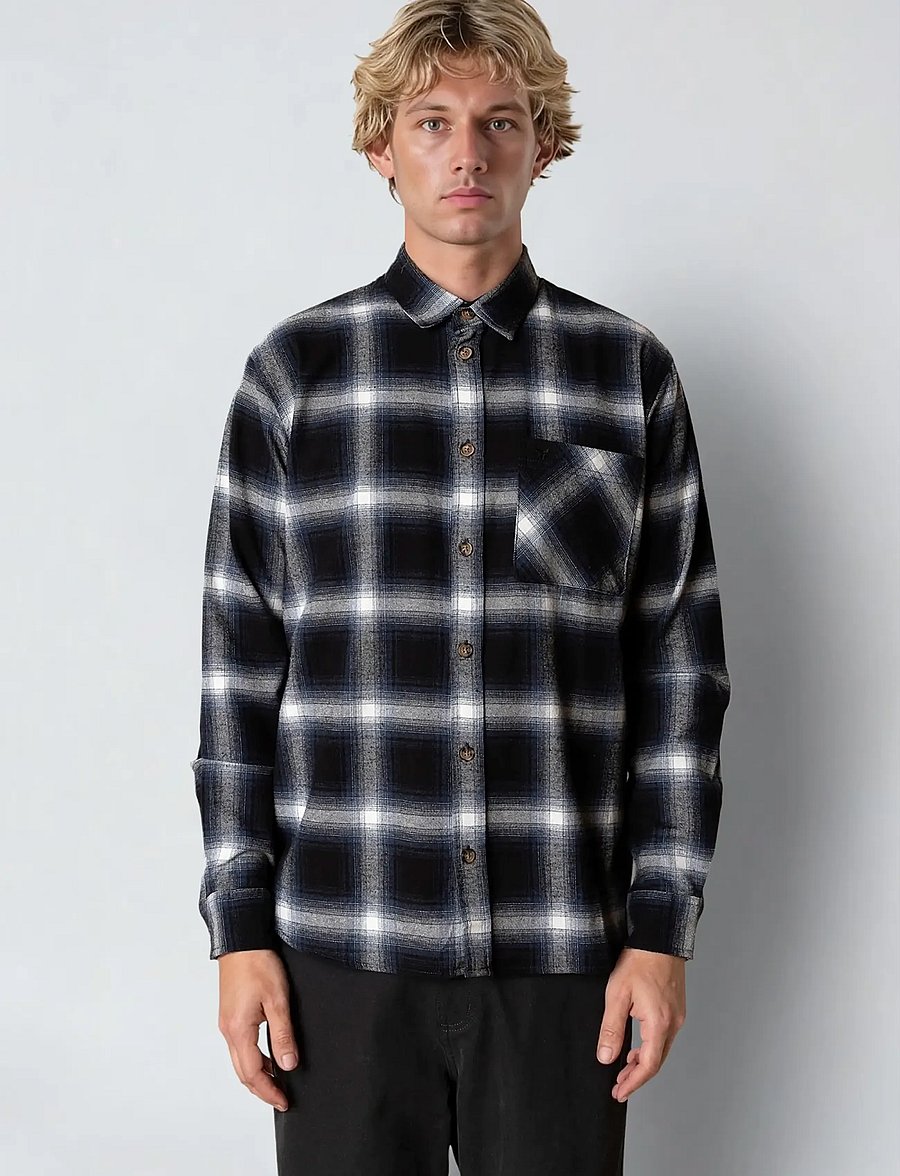 Fat Moose - Forest flannel shirt - flannel-skjorter - dark navy/black check - 0