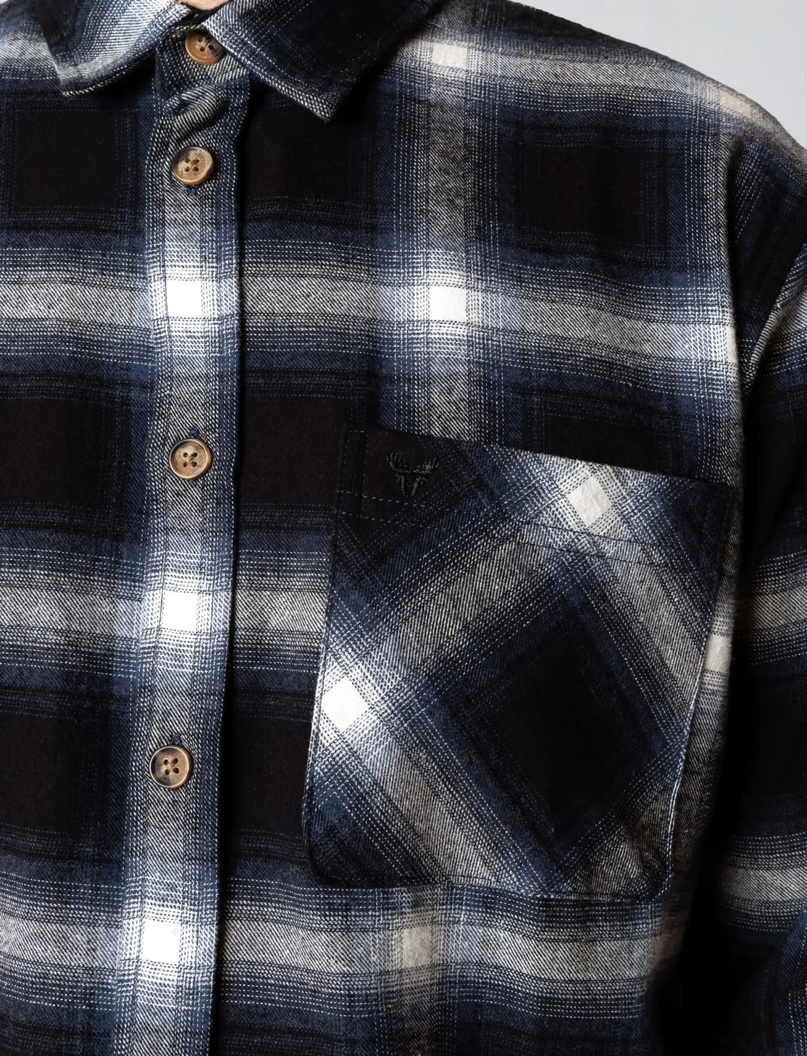 Fat Moose - Forest flannel shirt - mehed - dark navy/black check - 4