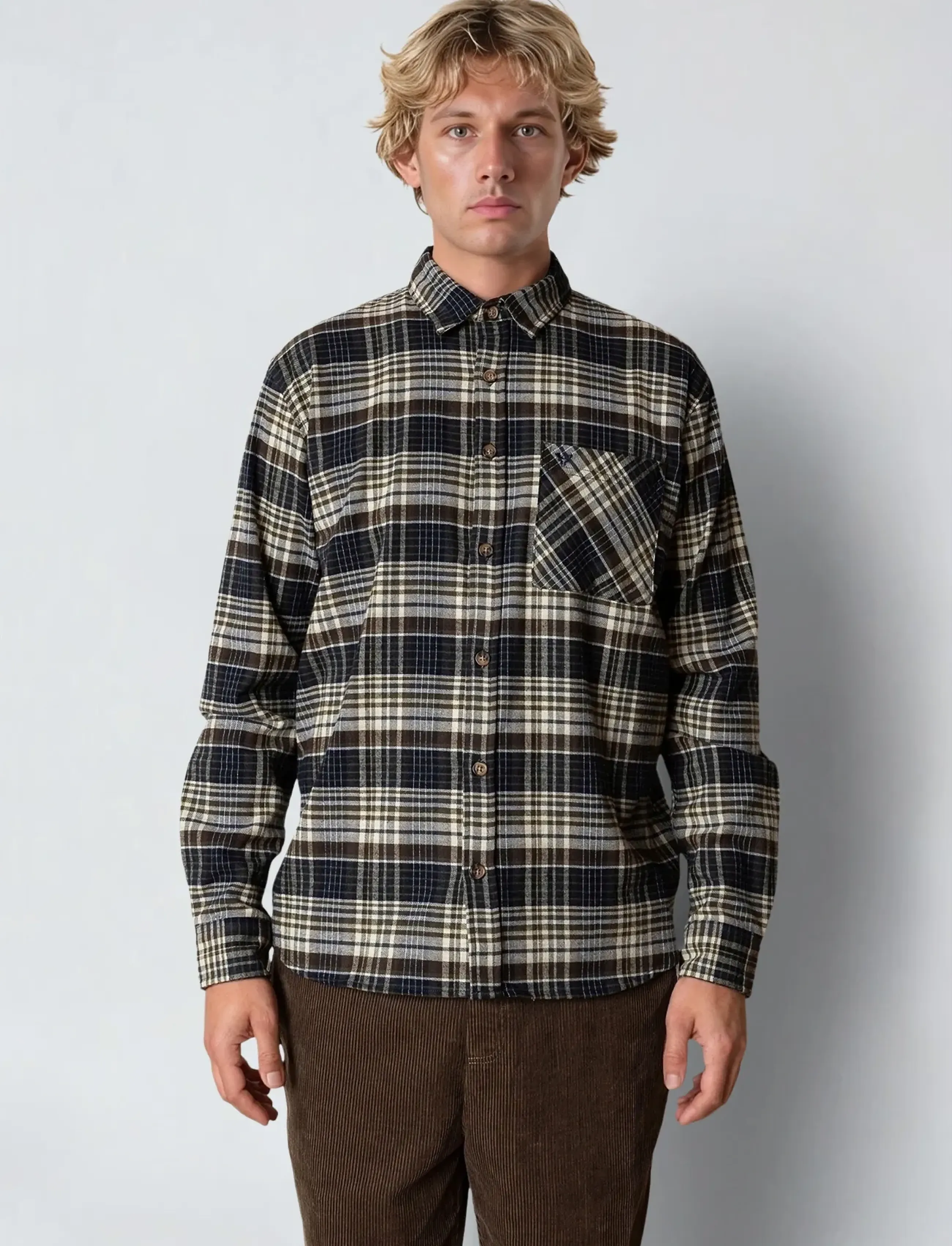 Fat Moose Forest flannel shirt - Rutiga skjortor - NAVY/MOSS CHECK / multi