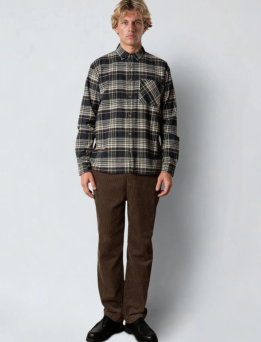 Fat Moose - Forest flannel shirt - flannel-skjorter - navy/moss check - 3