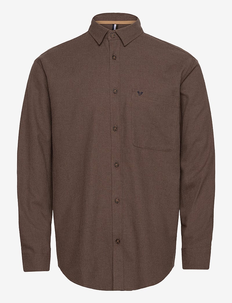 Fat Moose - Frank flannel shirt - vabaajasärgid - brown melangÈ - 1