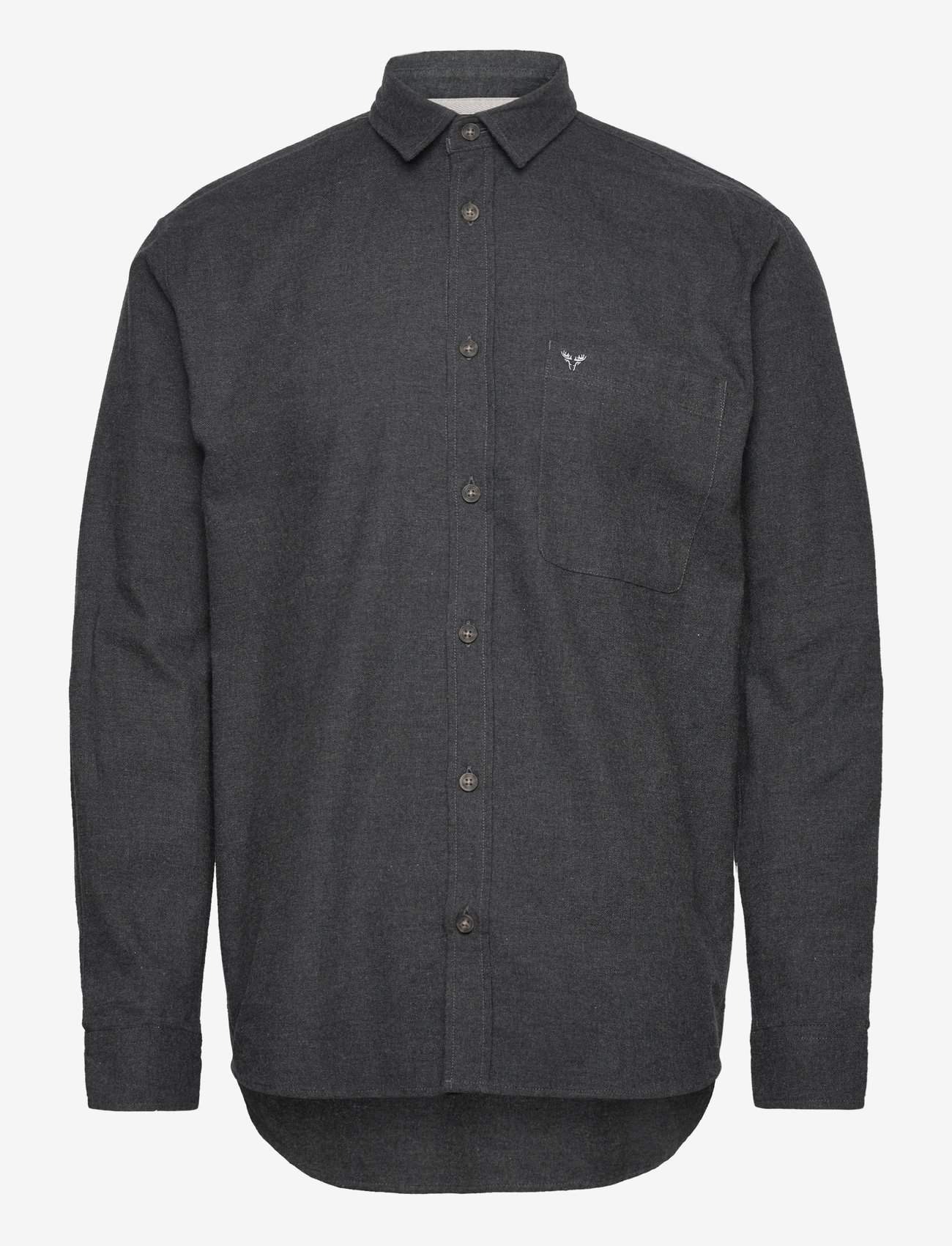 Fat Moose - Frank flannel shirt - casual skjorter - dark grey melange - 0