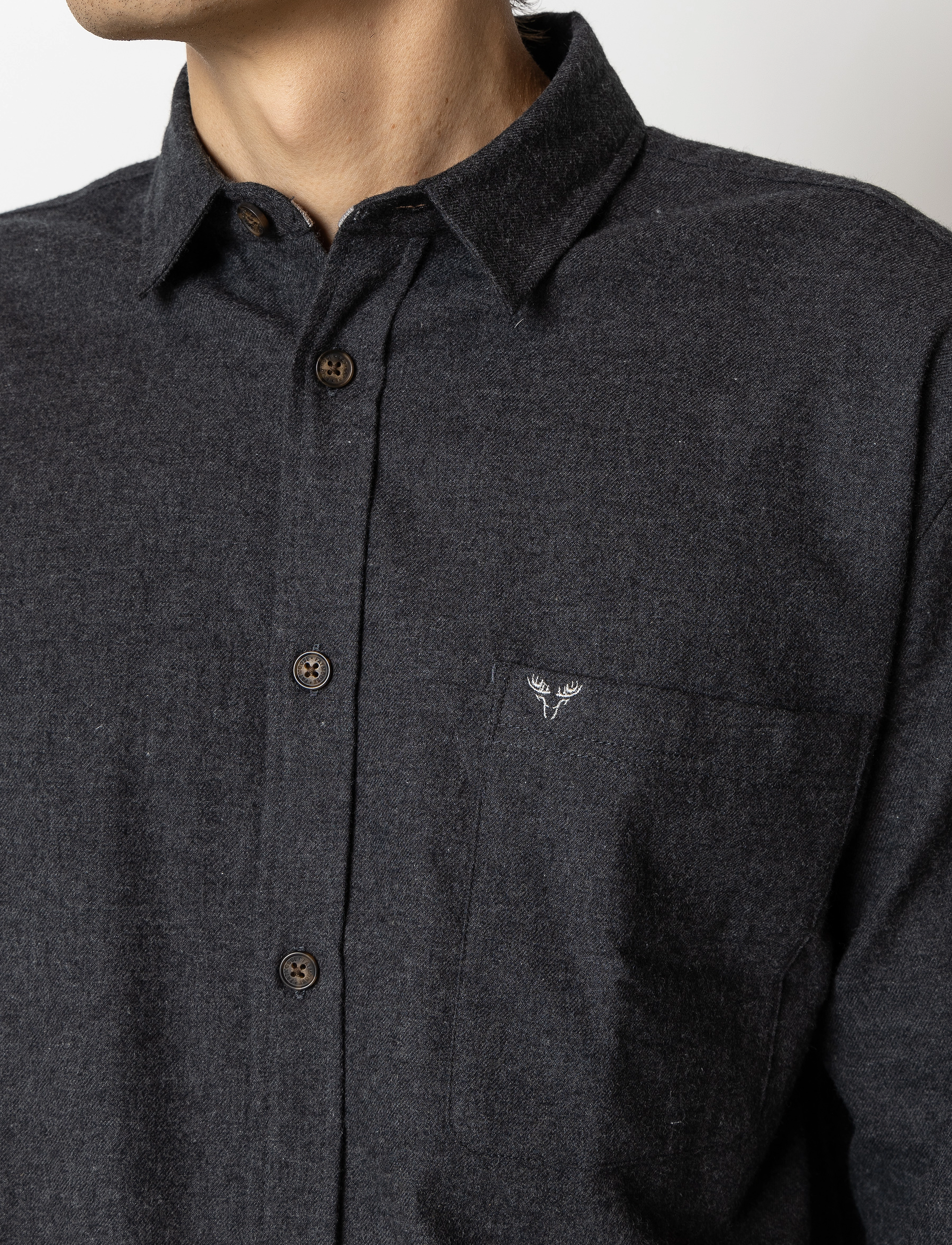 Fat Moose - Frank flannel shirt - casual hemden - dark grey melange - 3