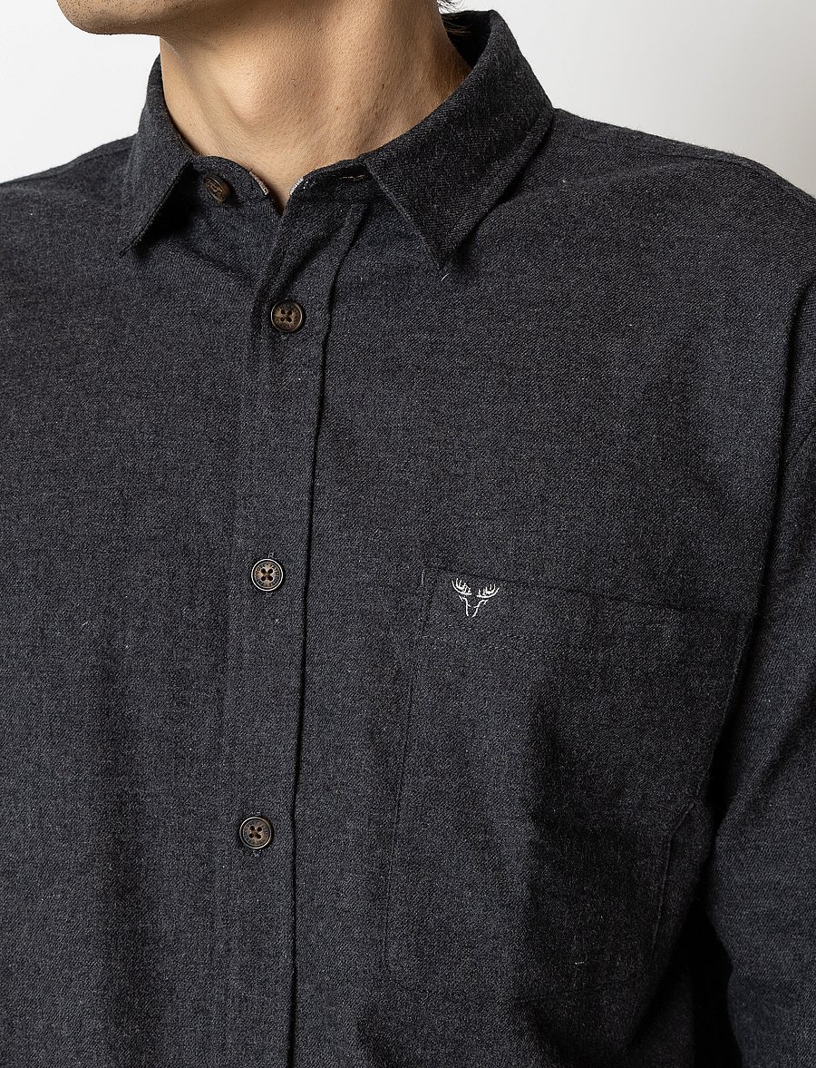 Fat Moose - Frank flannel shirt - vabaajasärgid - dark grey melange - 3