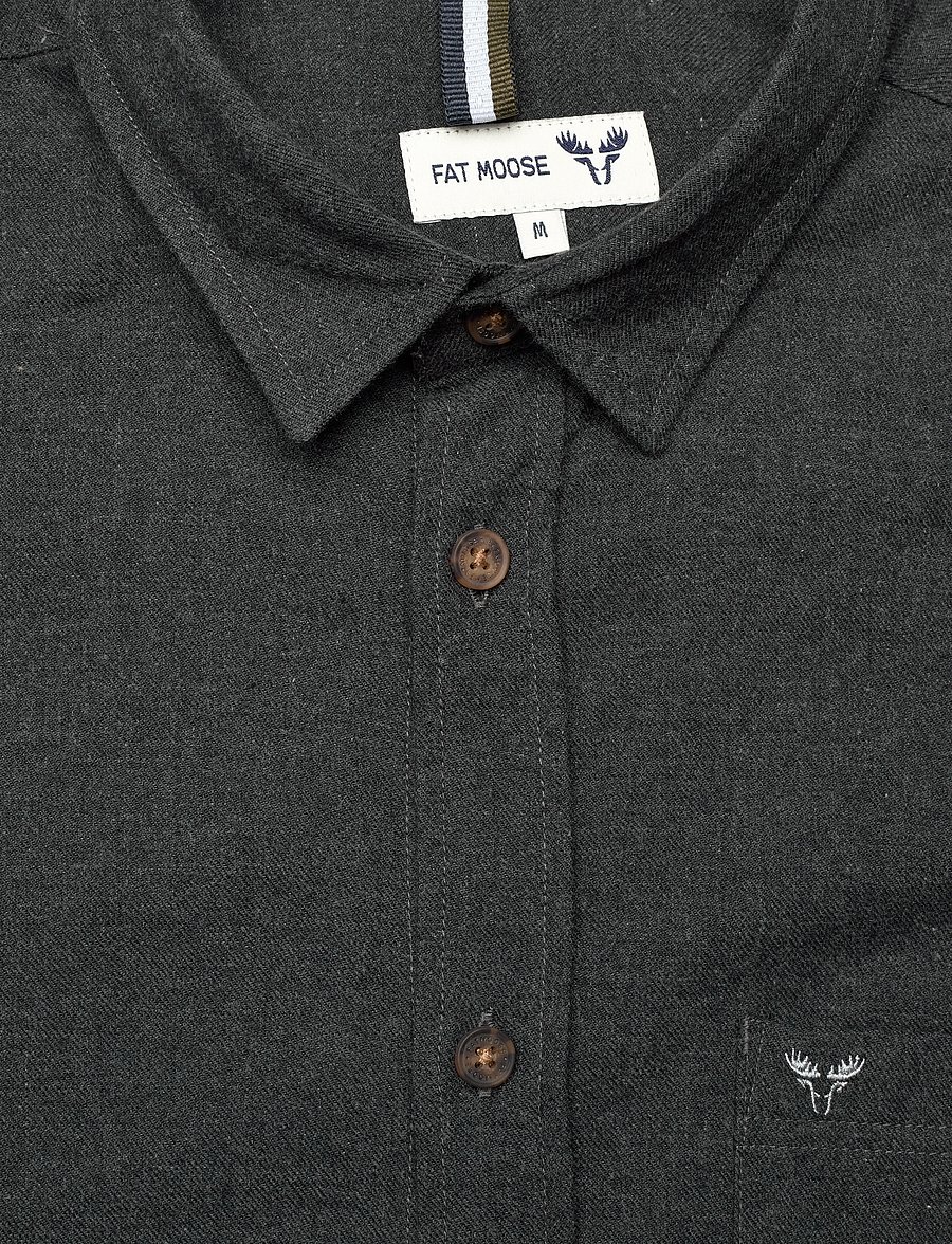 Fat Moose - Frank flannel shirt - vabaajasärgid - dark grey melange - 5
