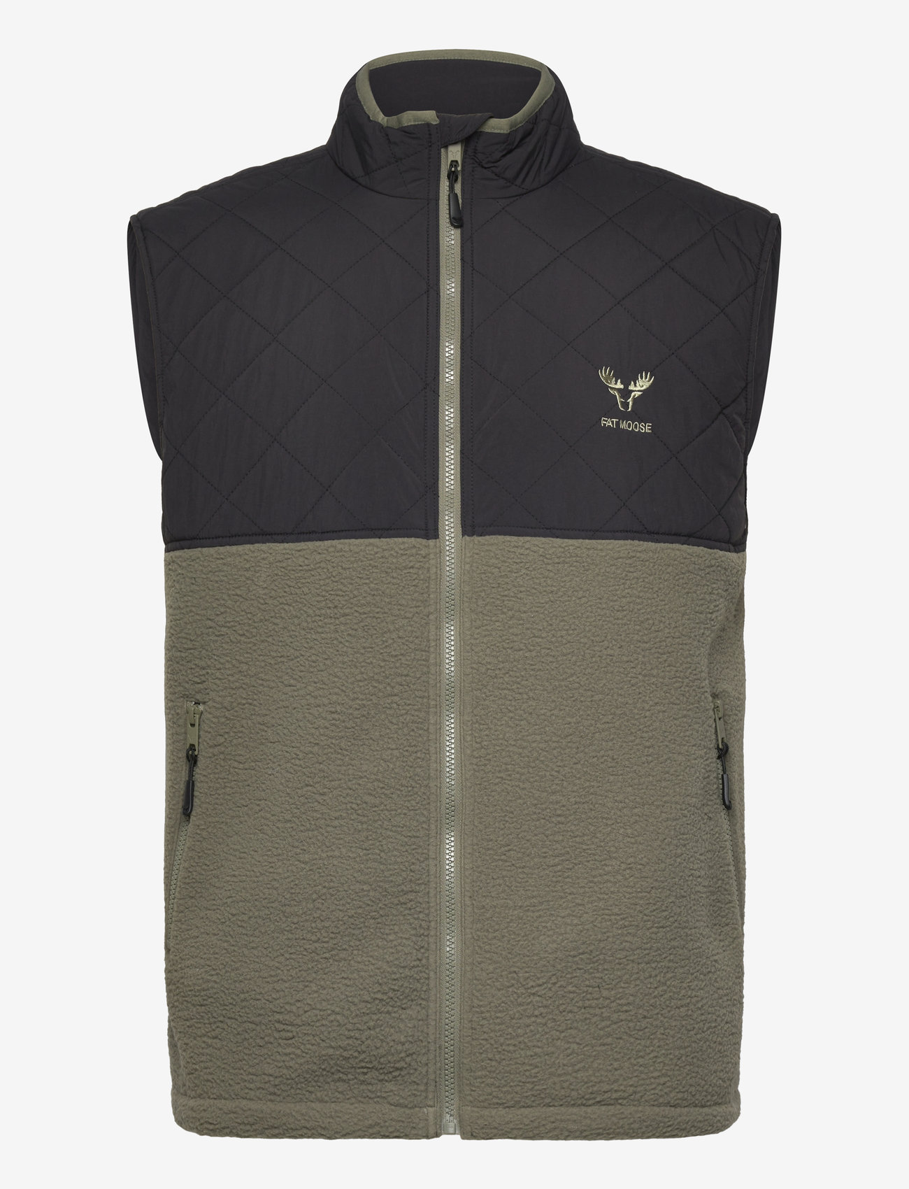 Fat Moose - Carter fleece mix vest - grey green/black - 1
