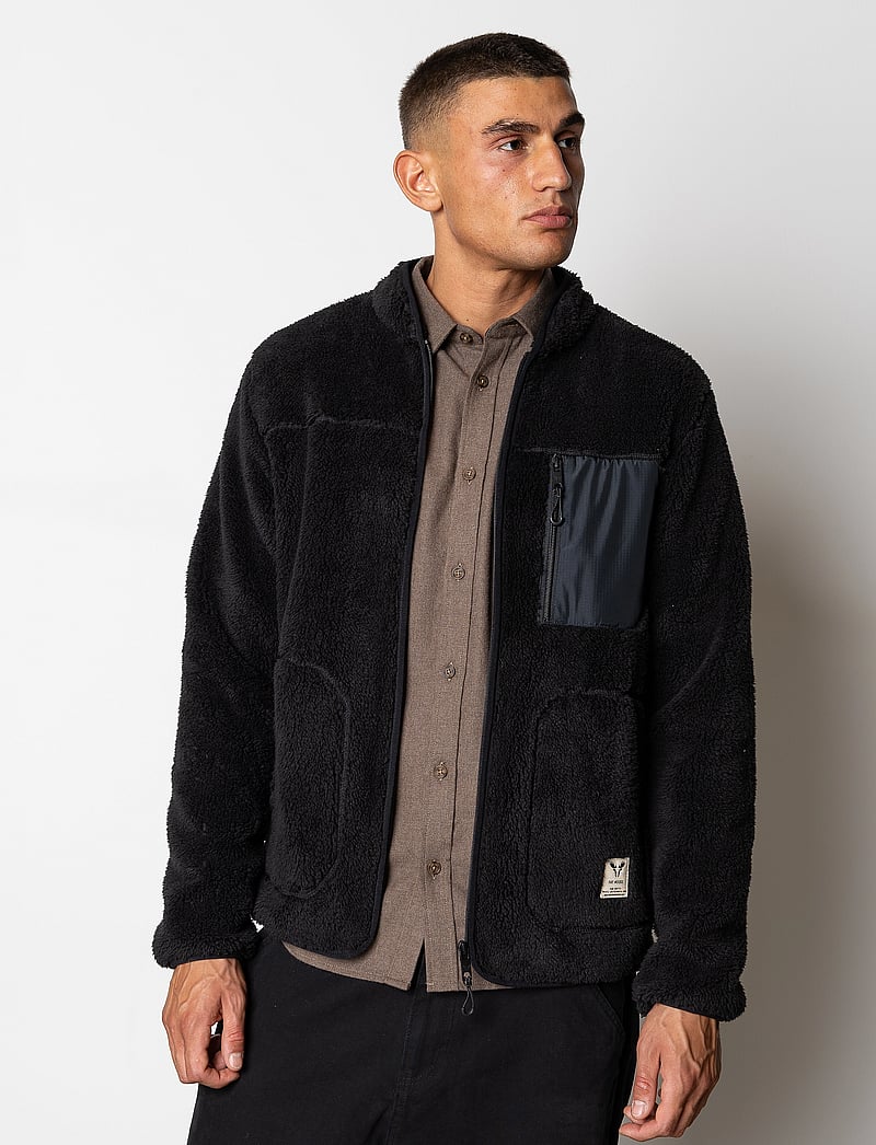 Fat Moose - Wood Fleece Jacket - teddytröjor - black - 0