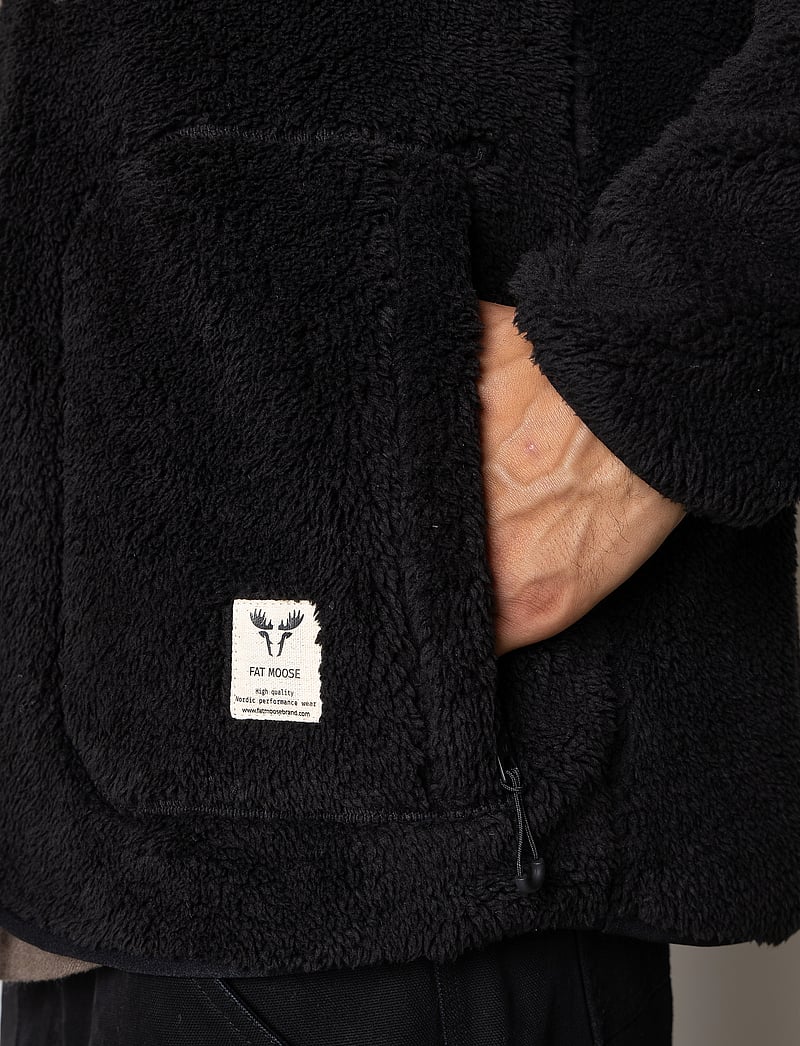 Fat Moose - Wood Fleece Jacket - teddytröjor - black - 5