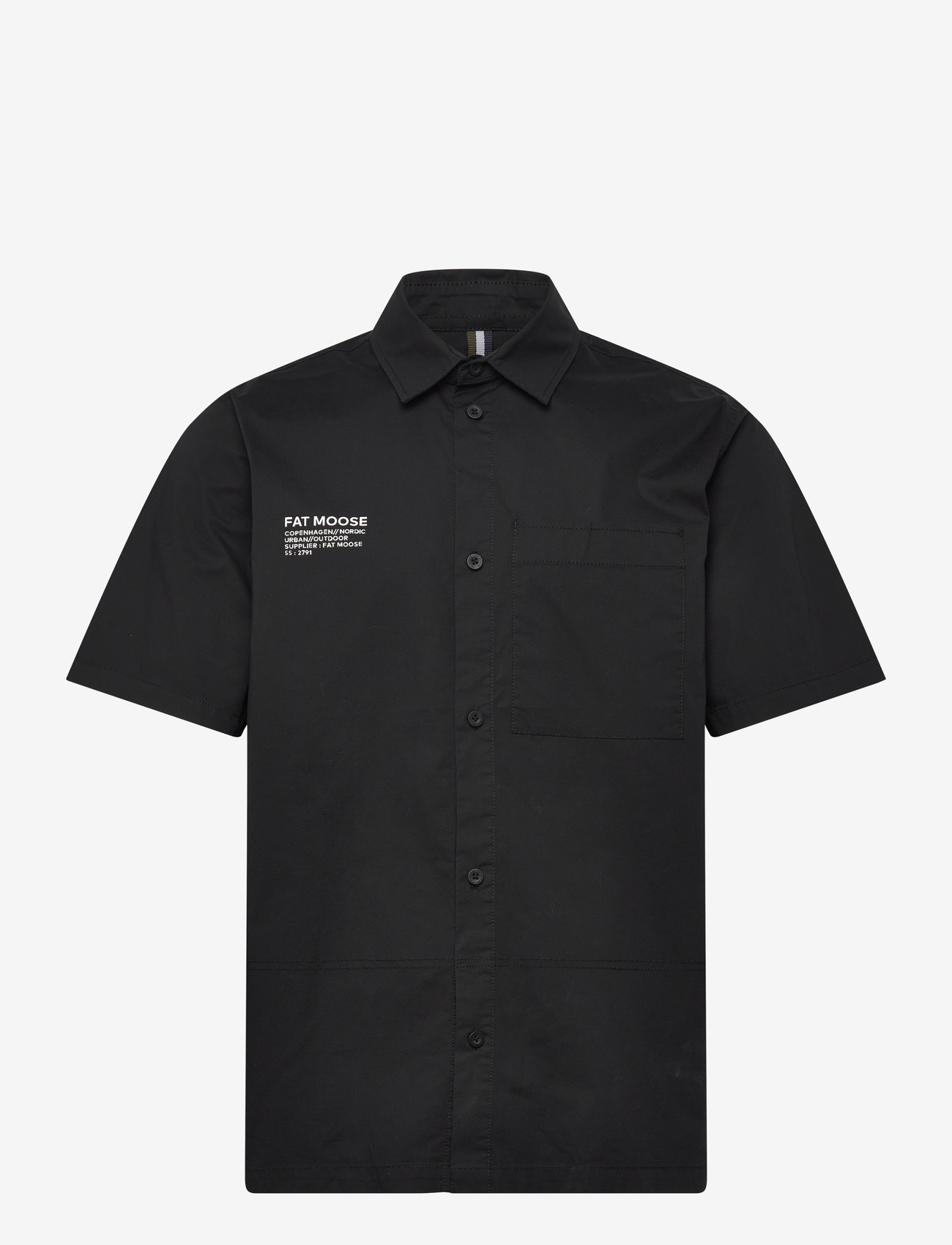Fat Moose - Evan shirt SS - kortärmade skjortor - black - 1
