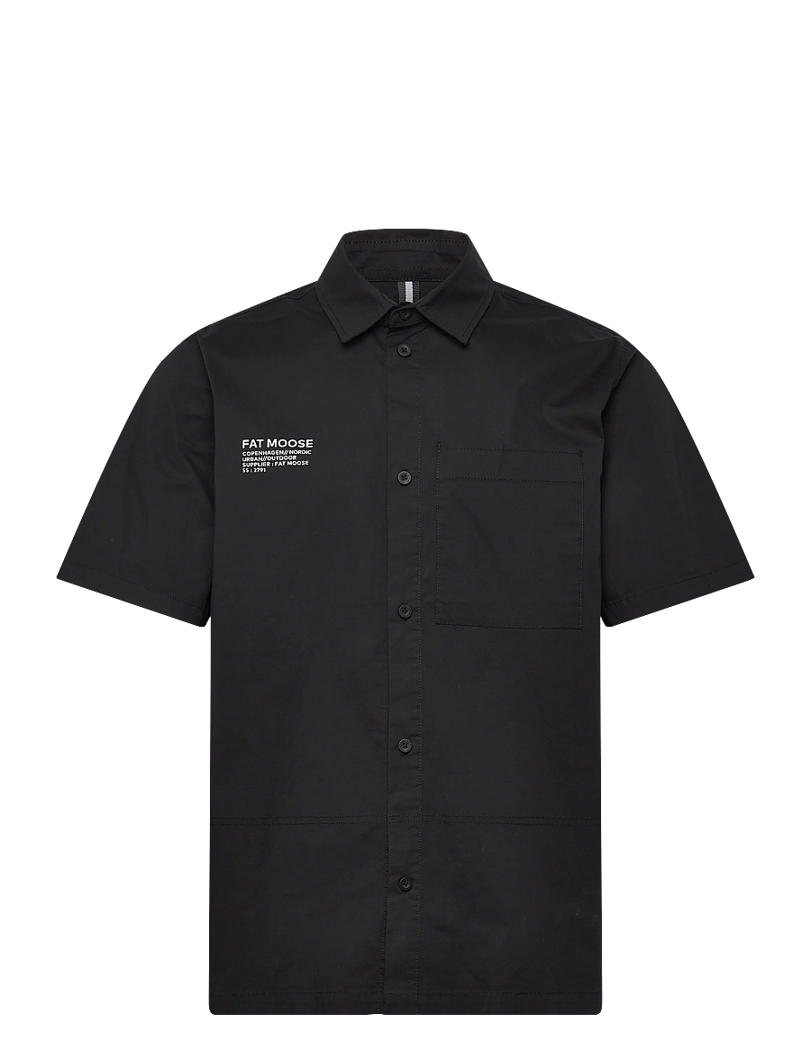 Fat Moose - Evan shirt SS - lühikeste varrukatega särgid - black - 1